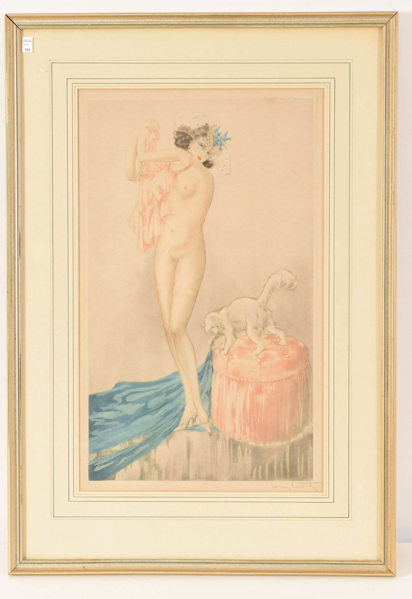 Louis Icart Original Colored Etching "Pink Slip" (1 of 5)