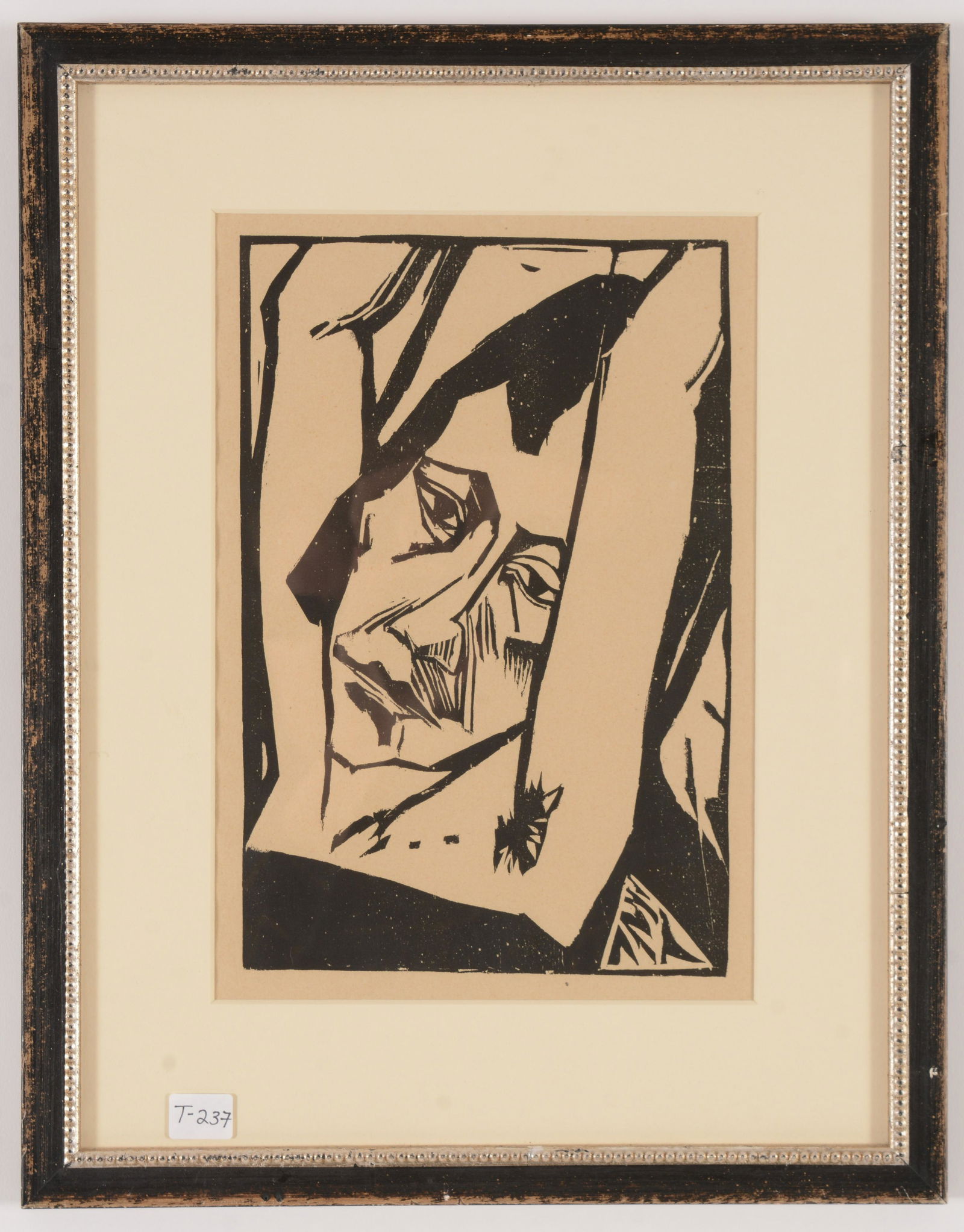 Erich Heckel Expressionist Woodcut "Junges Madchen": Erich Heckel. German. “Junges Madchen”. Expressionist woodcut. 1920. Framed. Sight size: 10-¾” x 7-⅜”. Overall size: 16-¼” x 12-¾”.
