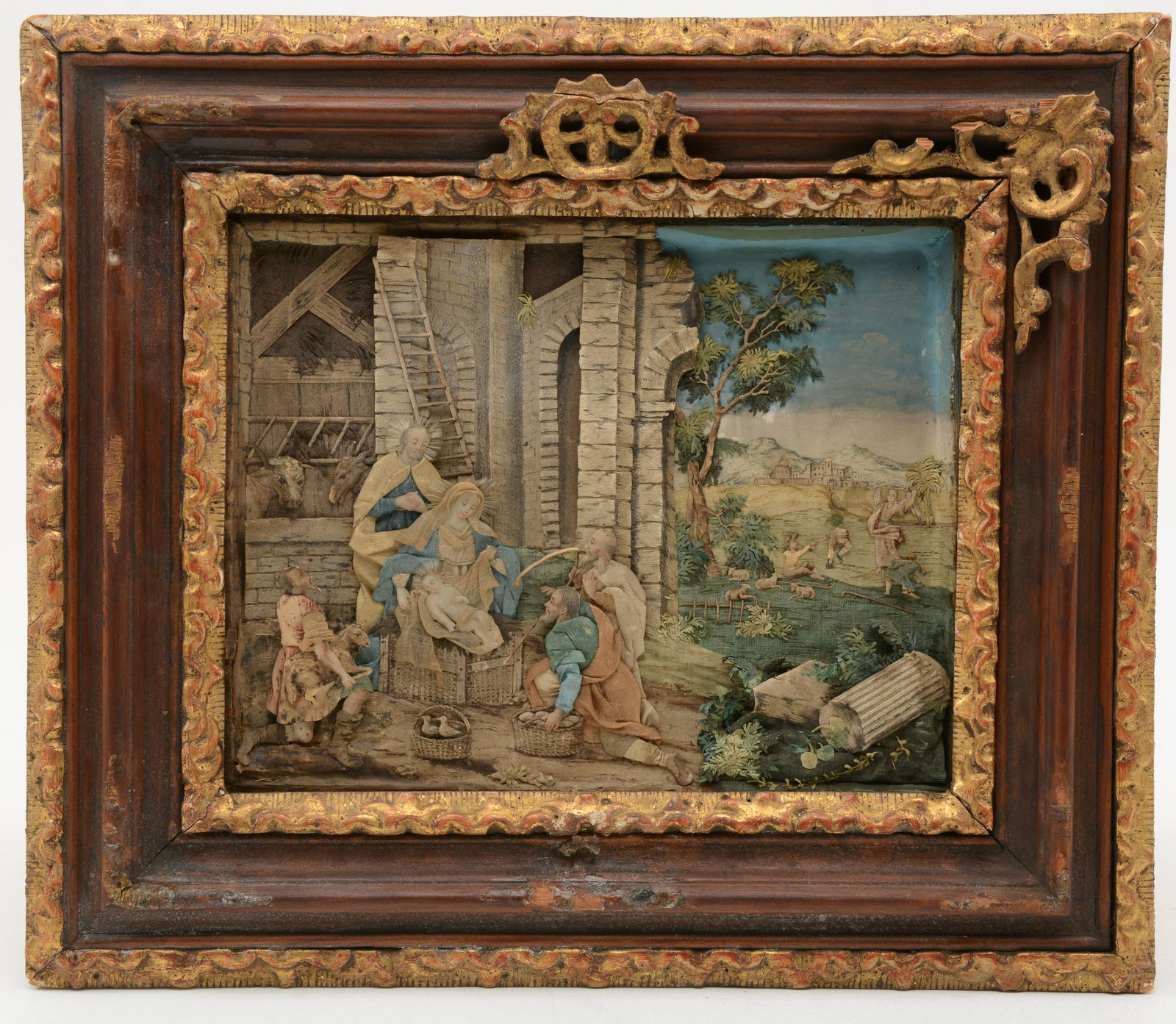 18th C. Silk Cut-Out Depicting Holy Family (1 of 11)
