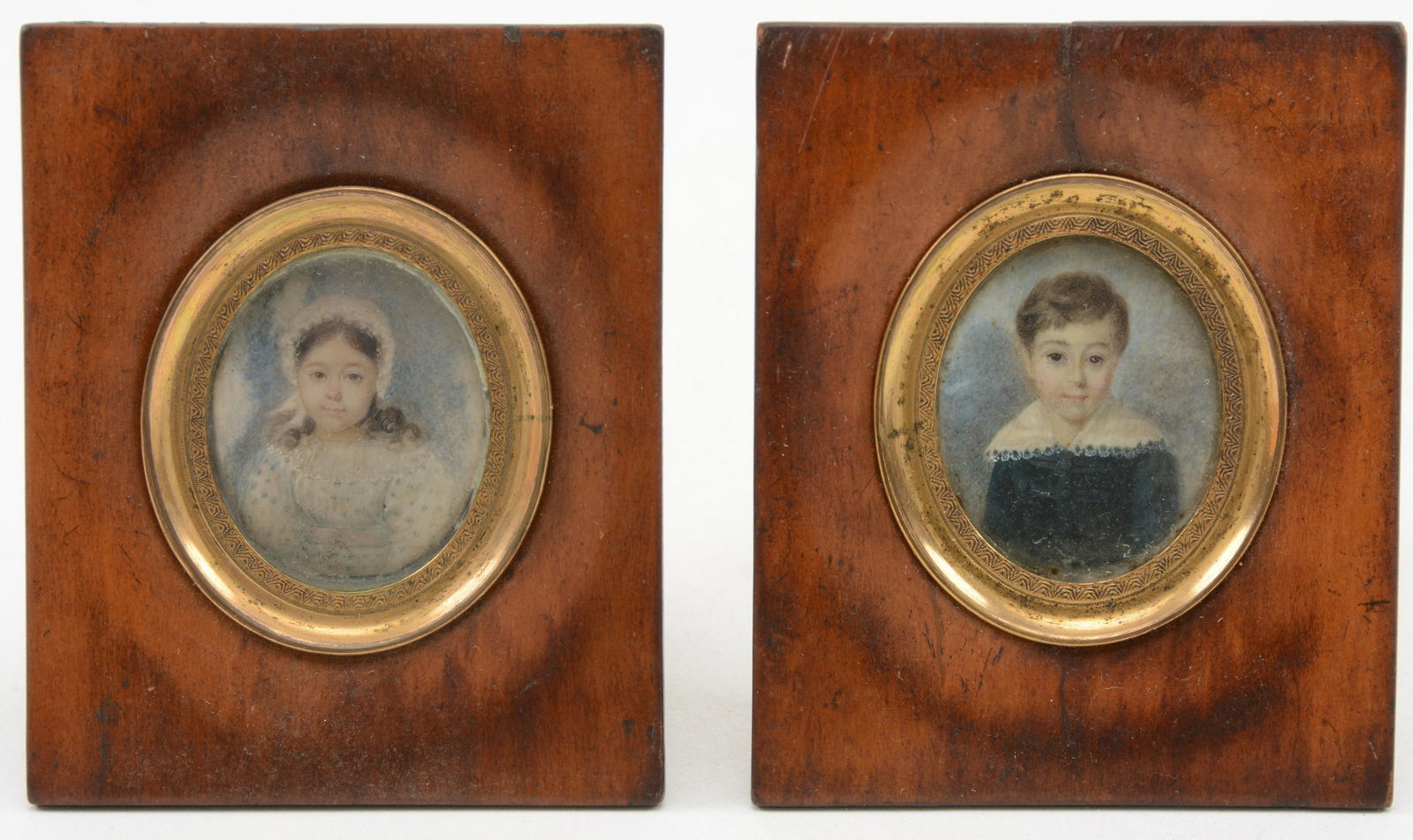 19th Century Framed Miniature Paintings, Pair (1 of 9)