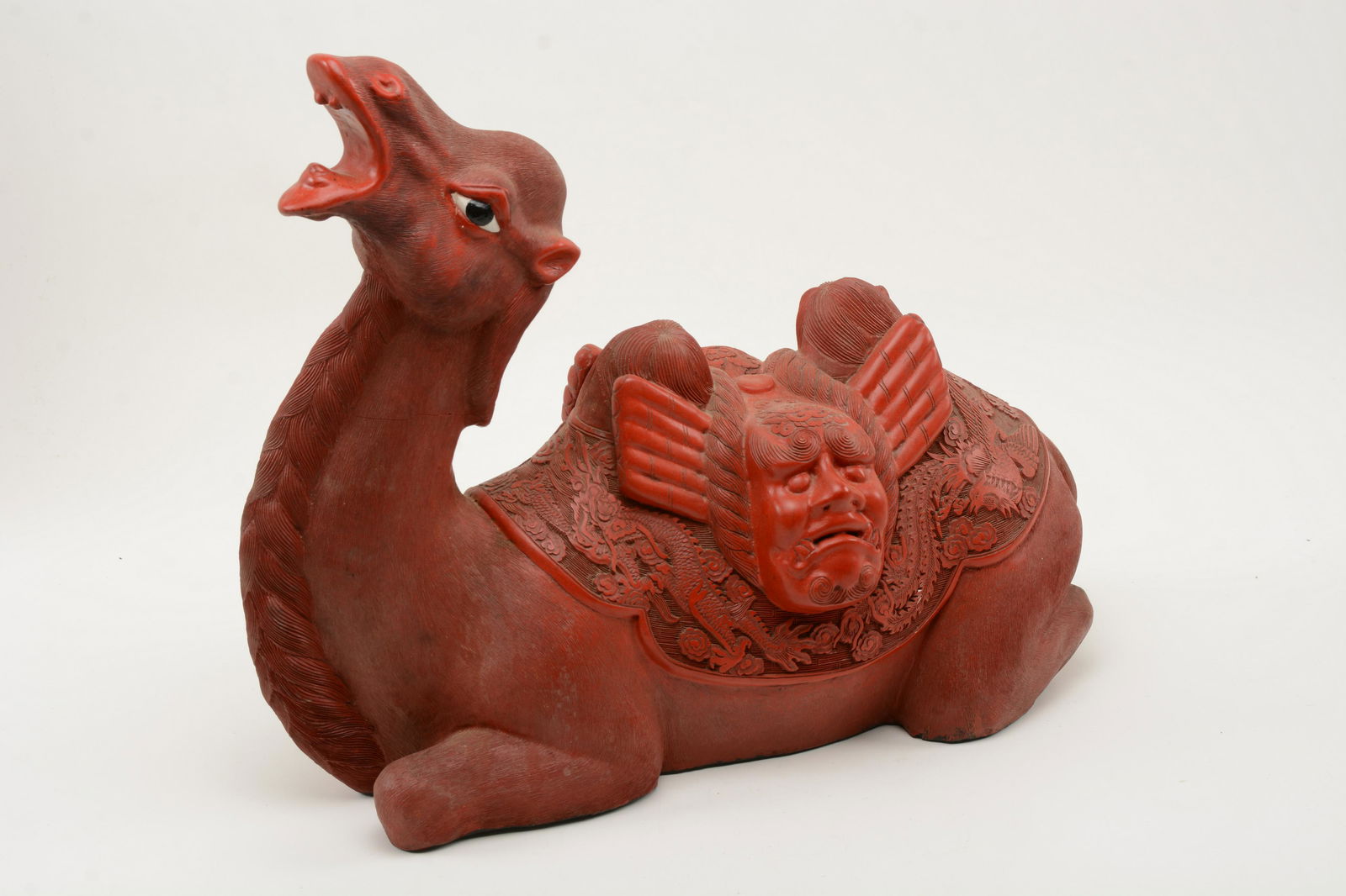 Large Cinnabar Camel. Chinese. Resting camel with (1 of 9)