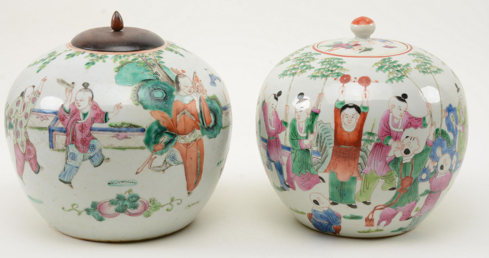 Chinese Porcelain Covered Jars with Figural Scenes. One (1 of 9)