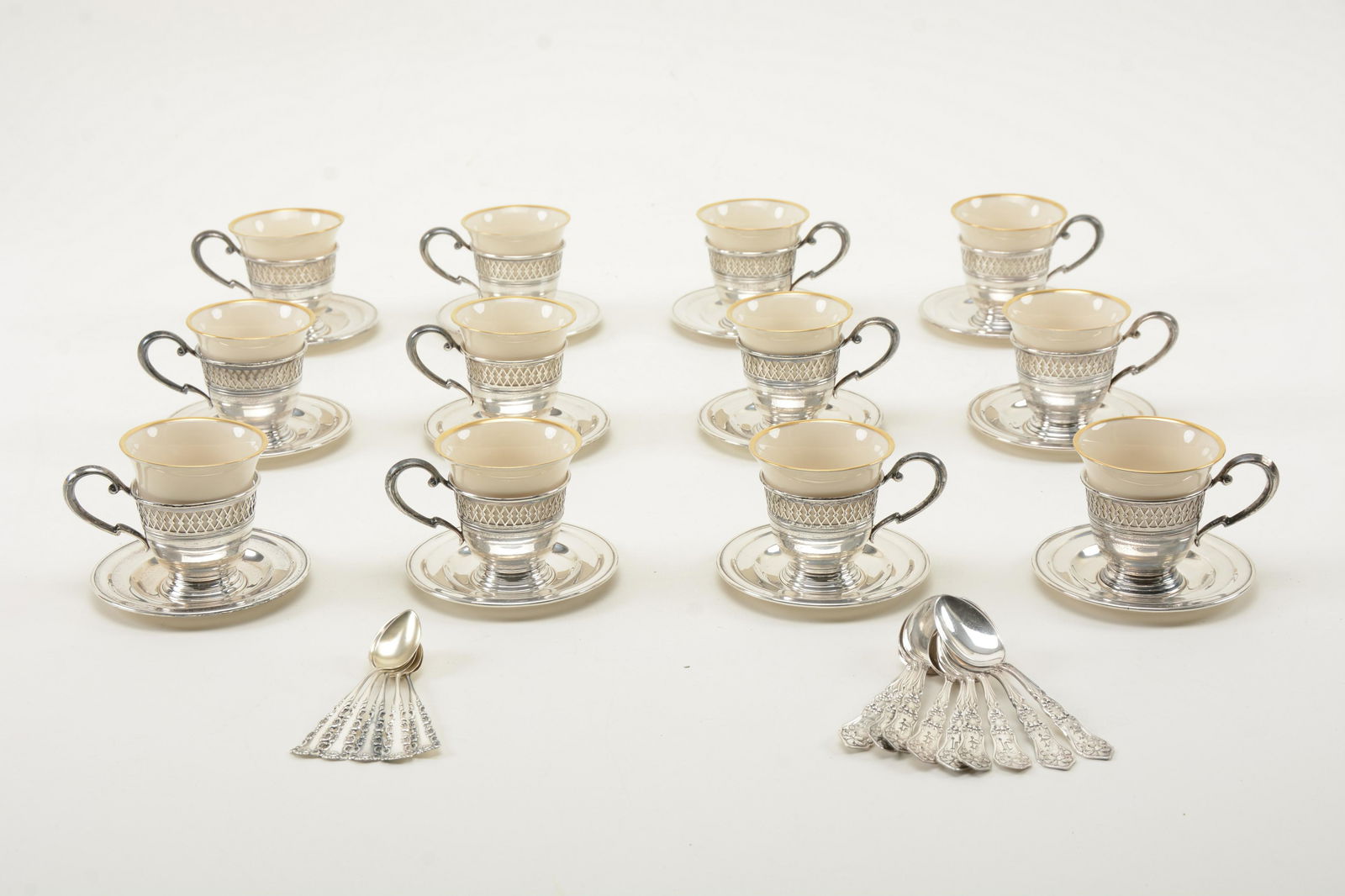 Set of twelve Lenox demi-tasse cups with sterling (1 of 11)