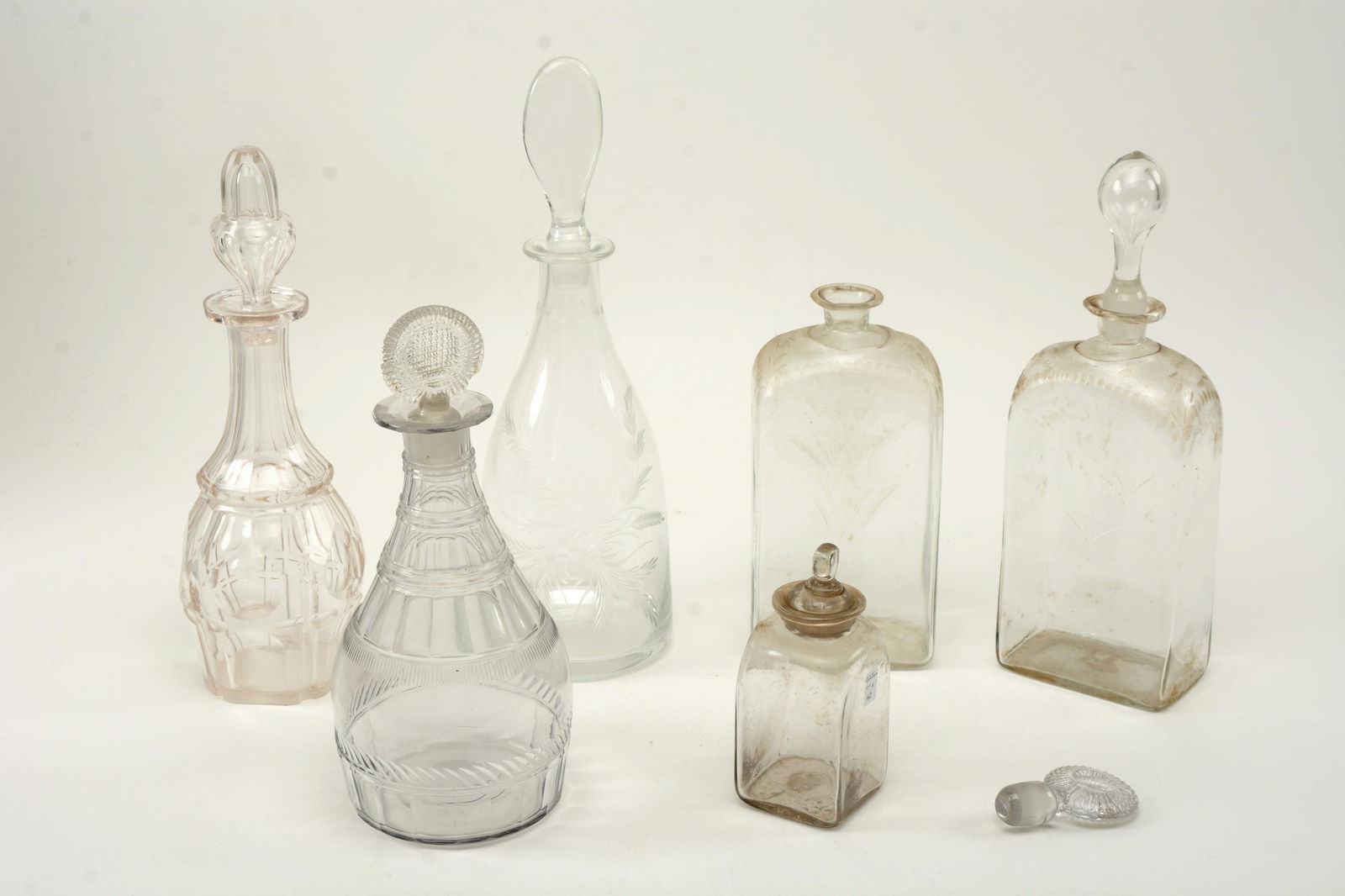Antique Glass Decanters. Lot of 6 to include: early (1 of 12)