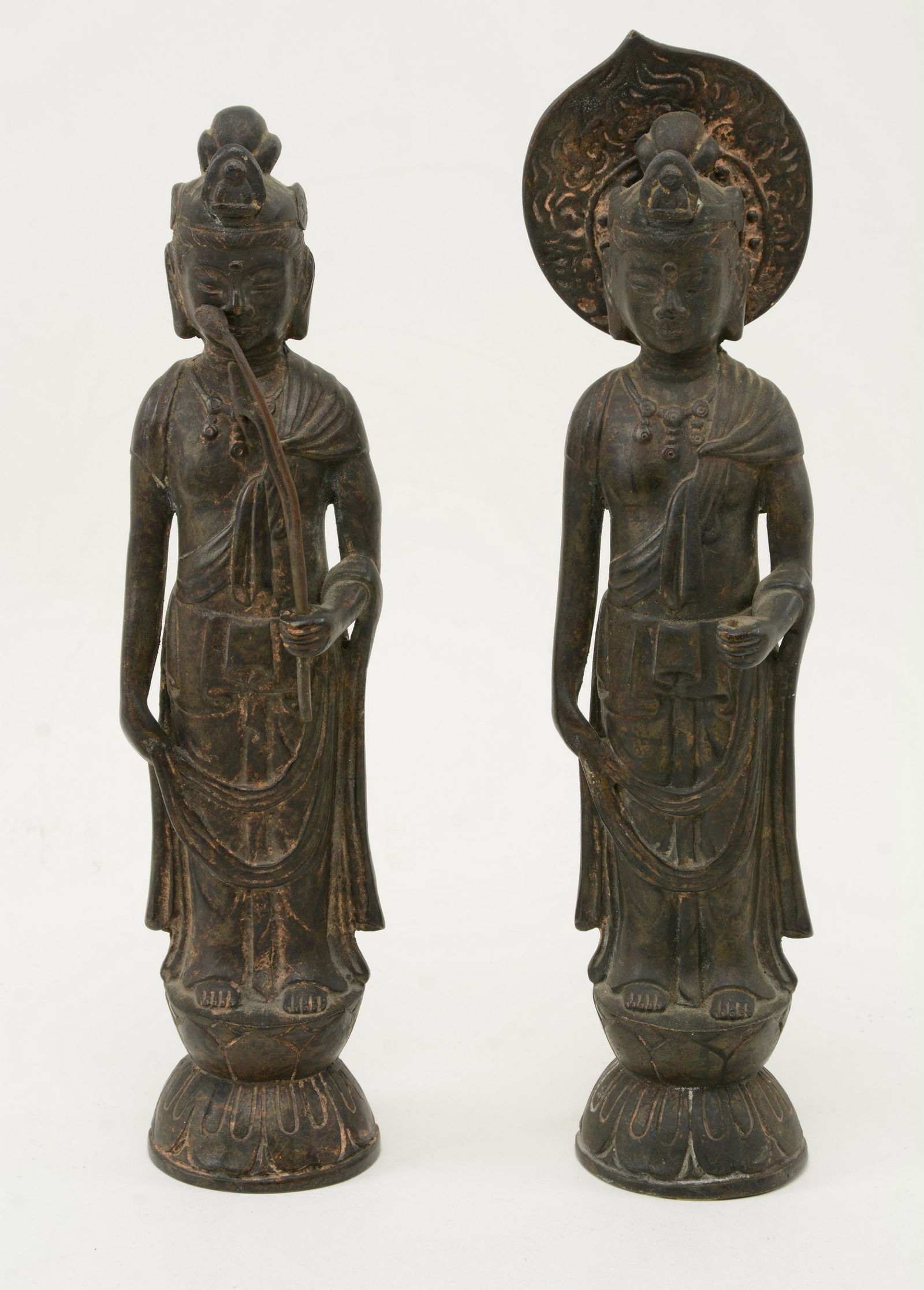 Two bronze Buddha figures. As is  Height 13.75 and (1 of 10)