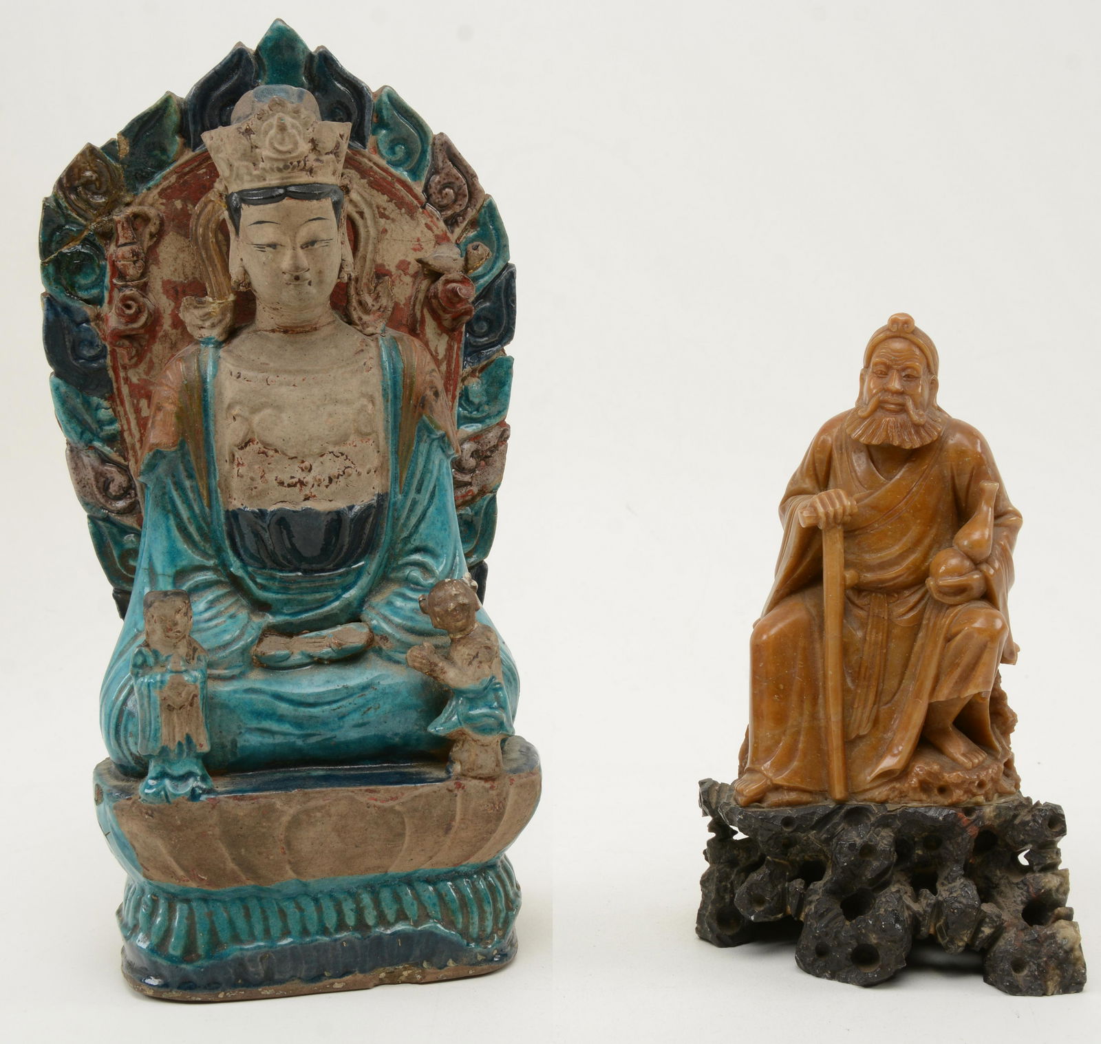 Chinese Buddha Figures. Carved soapstone figure on (1 of 10)