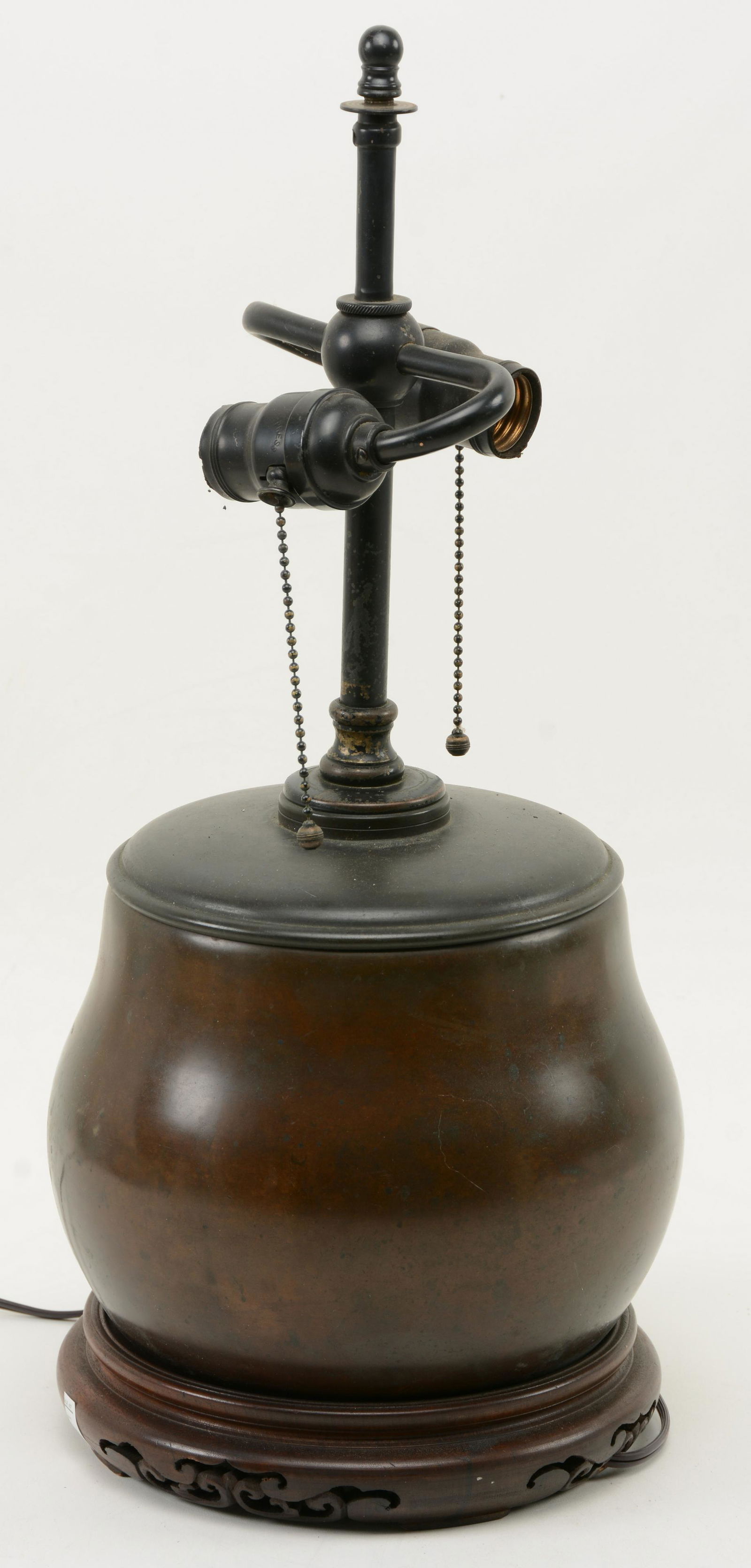 East Asian Bronze Table Lamp. Bronze vase or jar with (1 of 8)