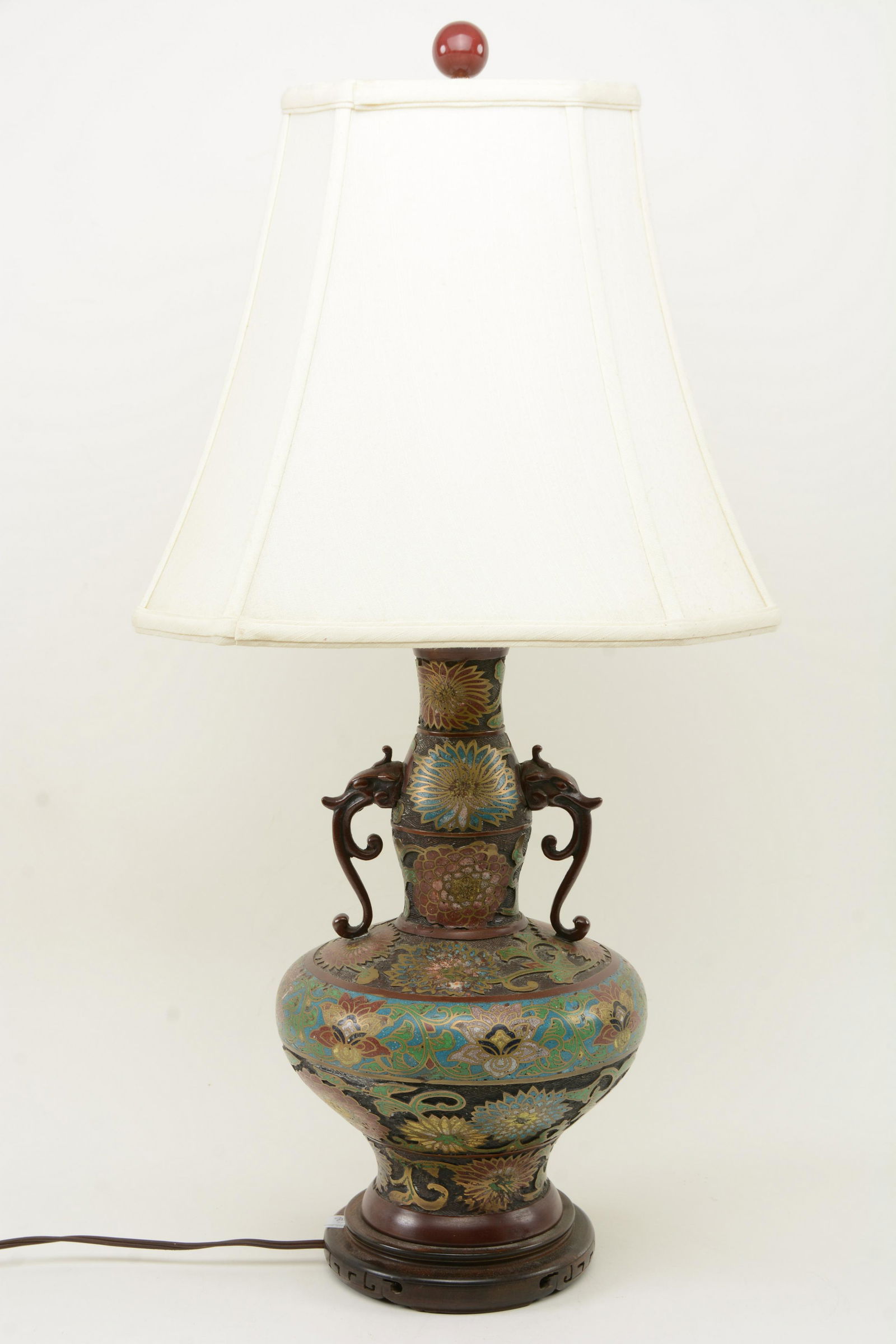 Japanese Bronze Champleve Vase as Table Lamp (1 of 4)