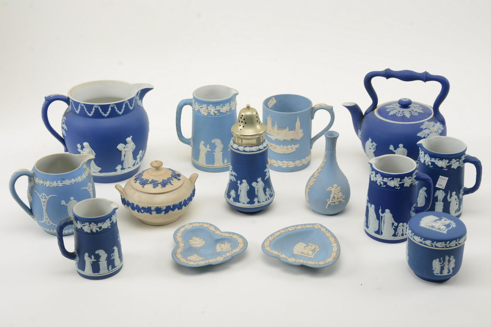 Collection of fourteen Wedgewood jasperware with blue (1 of 12)