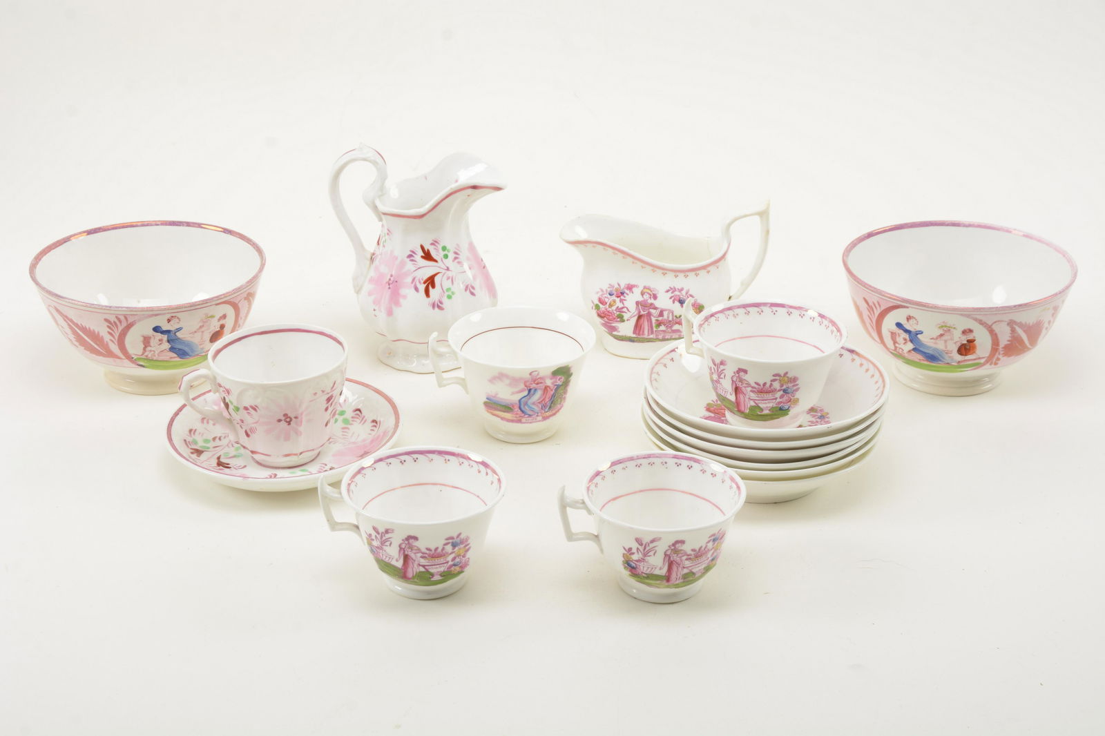 Collection of various luster ware items including cups (1 of 13)