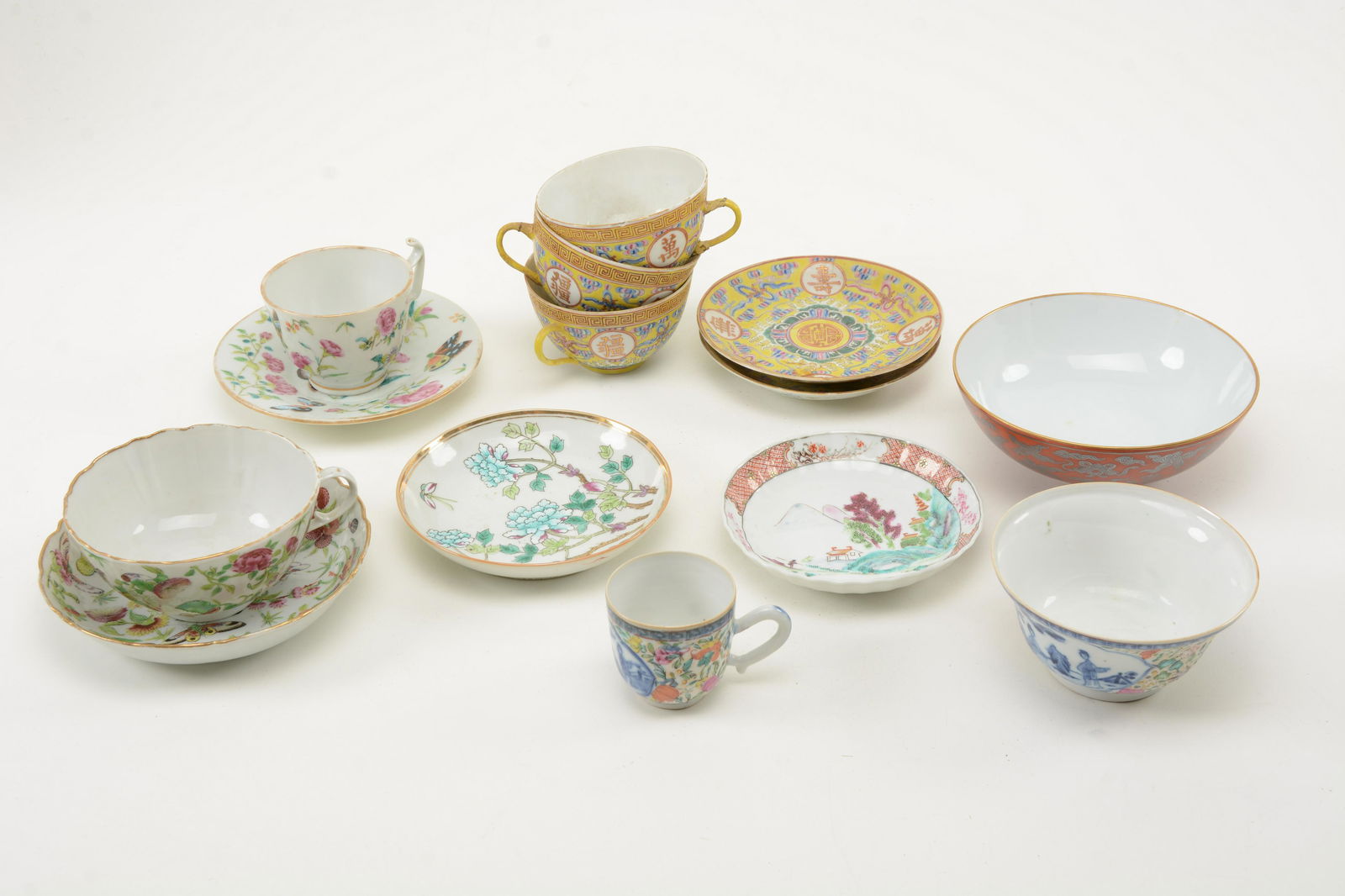Assorted Chinese Porcelain Cups, Saucers, and Bowls. (1 of 12)