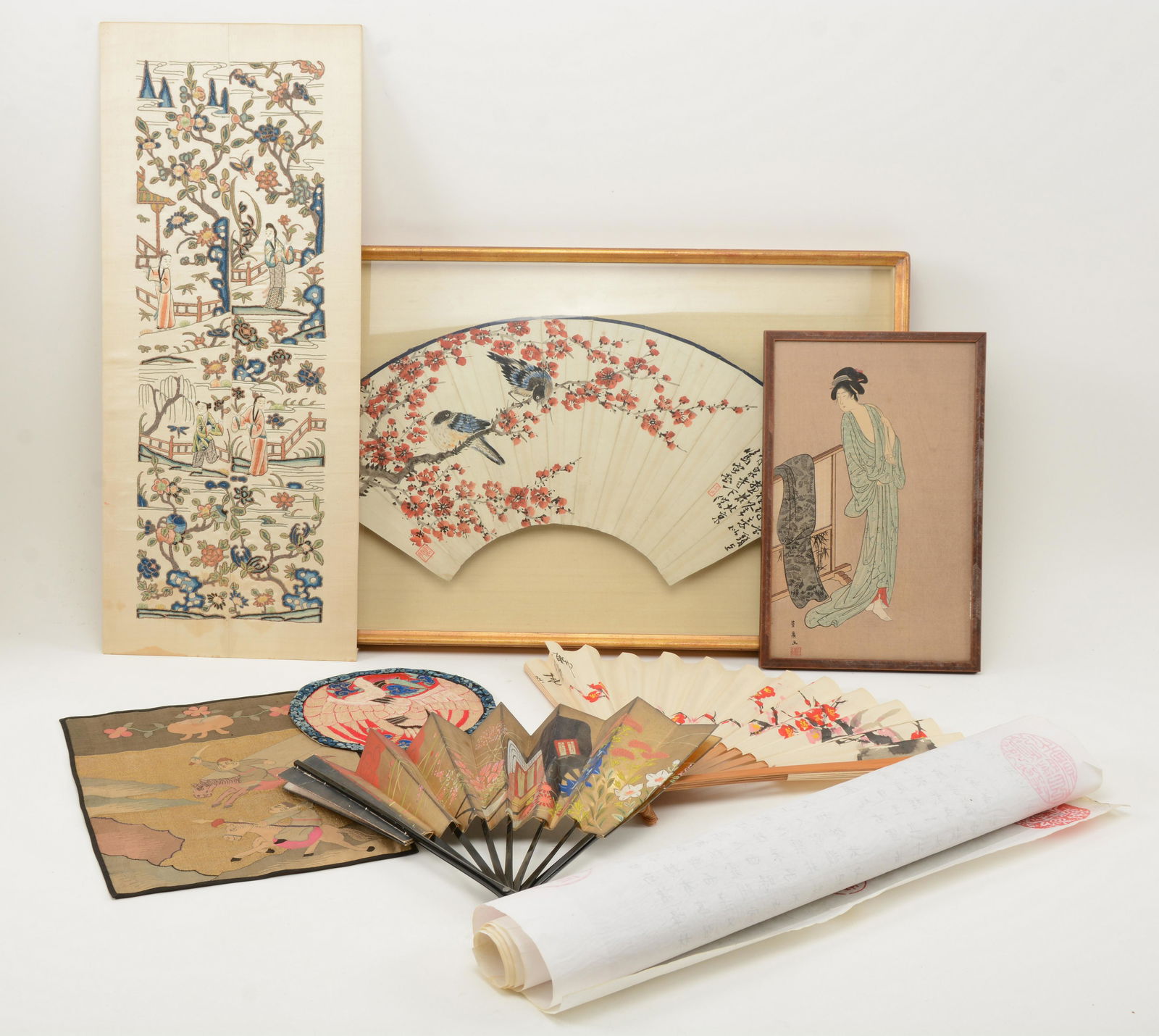 Assorted Asian Objects. Lot includes round badge, hand (1 of 14)