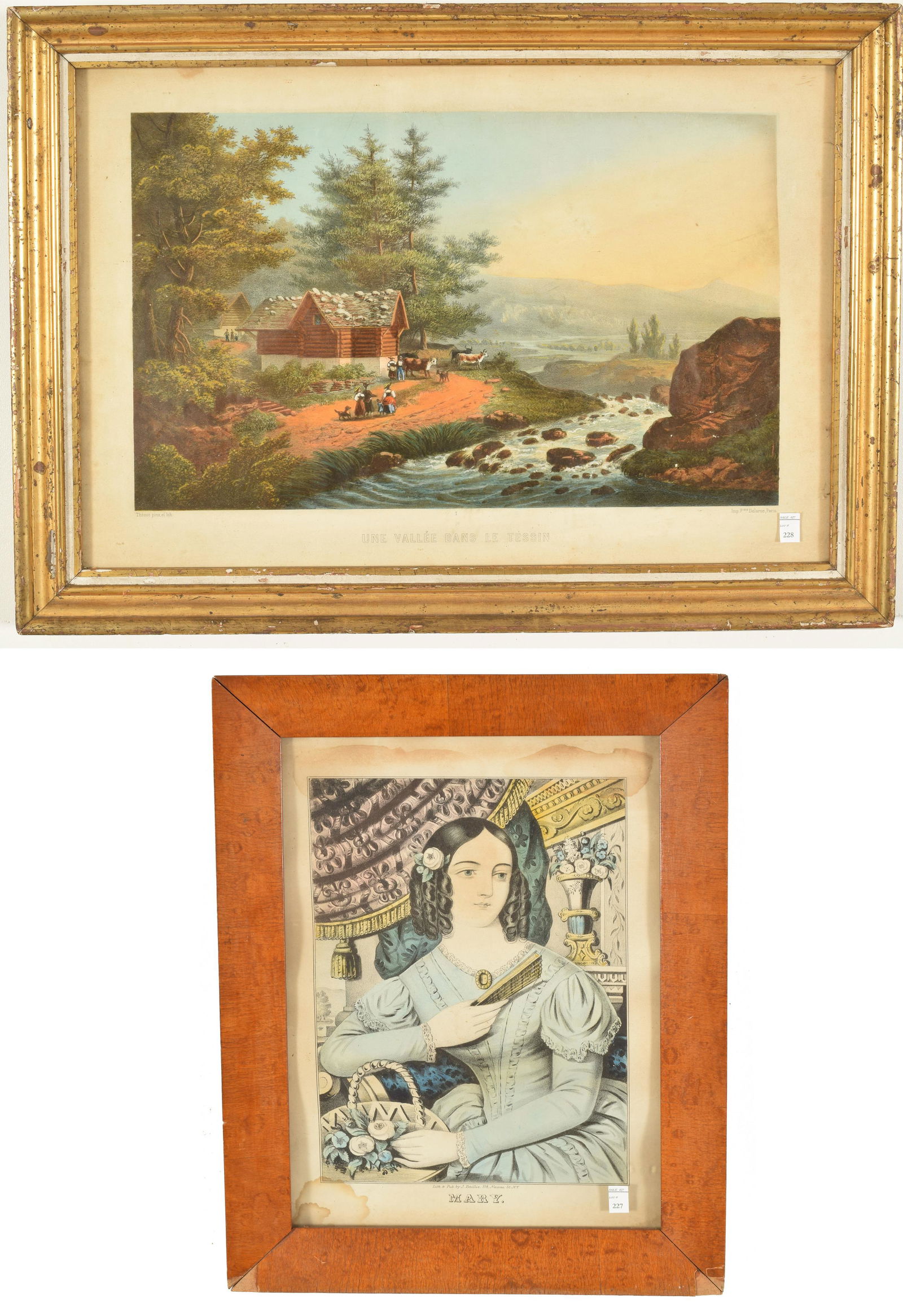 Antique French Colored Lithograph Landscape. "Une (1 of 13)