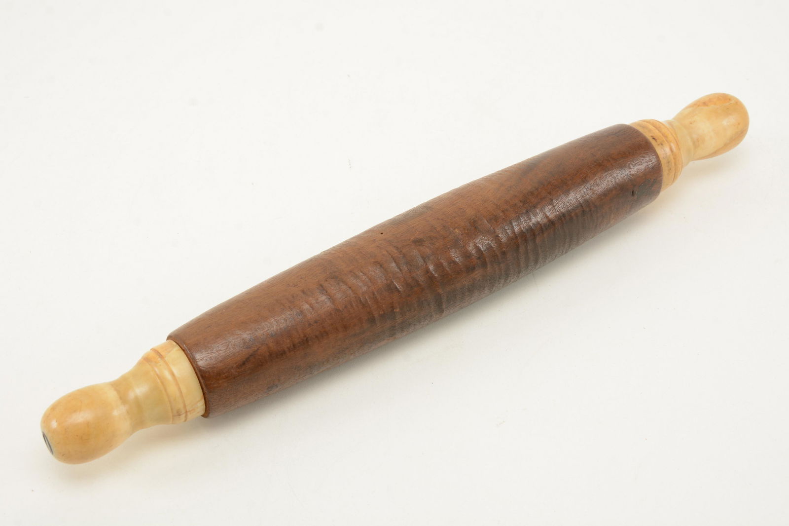 Scrimshaw rolling pin. Hardwood roller shaft. Probably: Scrimshaw rolling pin. Hardwood roller shaft. Probably 19th century. Length 16.5in.