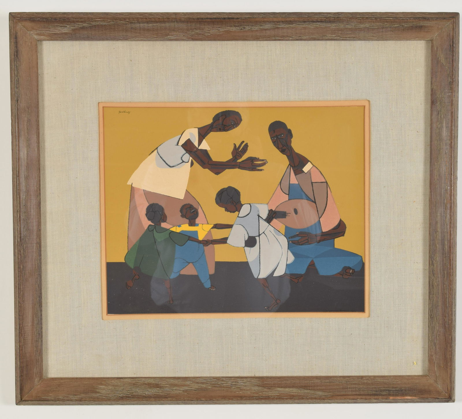 Original Robert Gwathmey silk screen. Ring Around a: Original Robert Gwathmey silk screen. Ring Around a Rosey 1949. Signed upper left. Partial label reverse A.C.A. gallery. Framed under glass. Sight size 12.25 x 15.25in. Overall size 23 x26in.