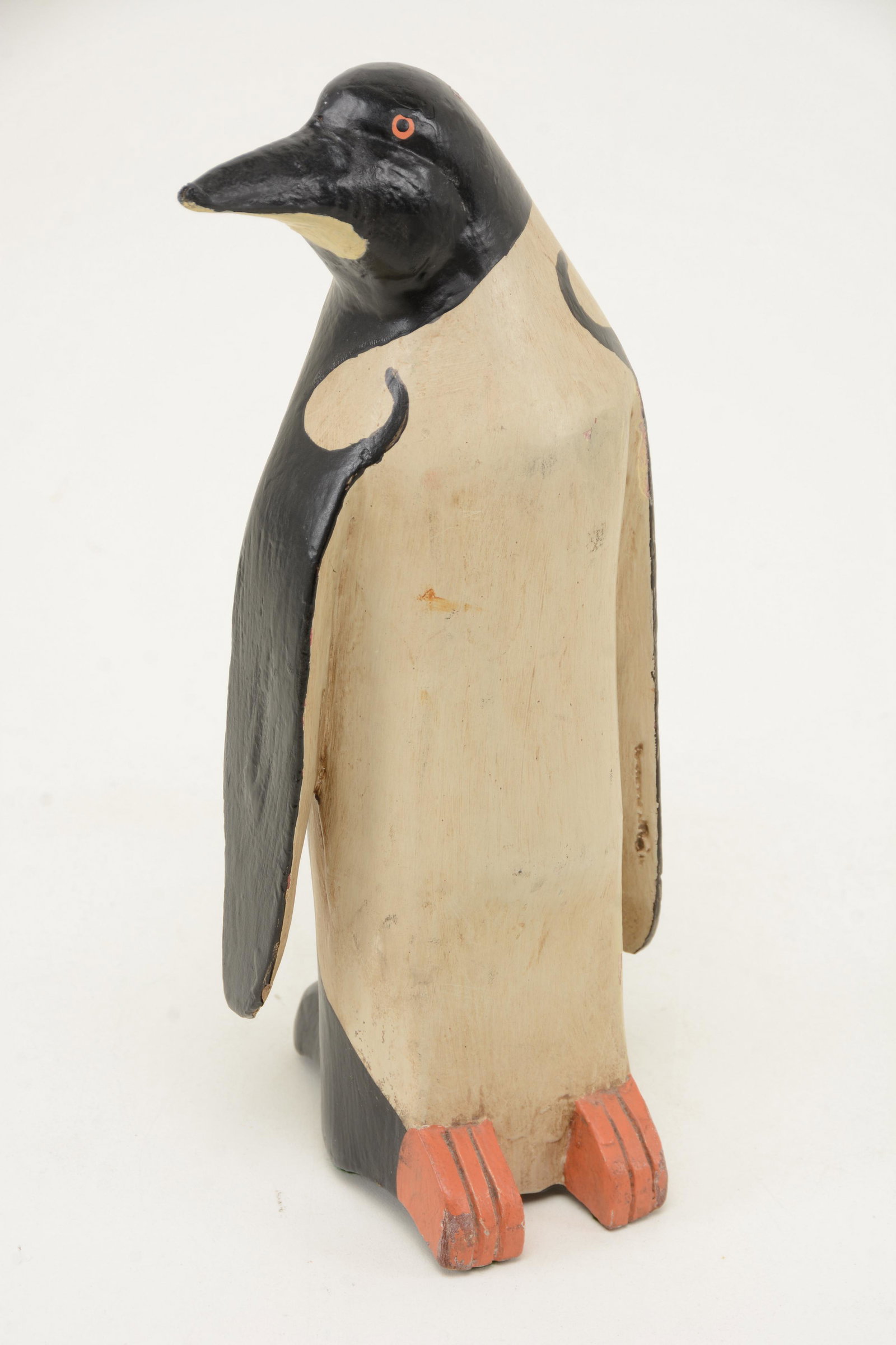 20th Century carved wood folk art penguin figure,: 20th Century carved wood folk art penguin figure, attributed to Charles Hart. Original paint. 10.25in high.