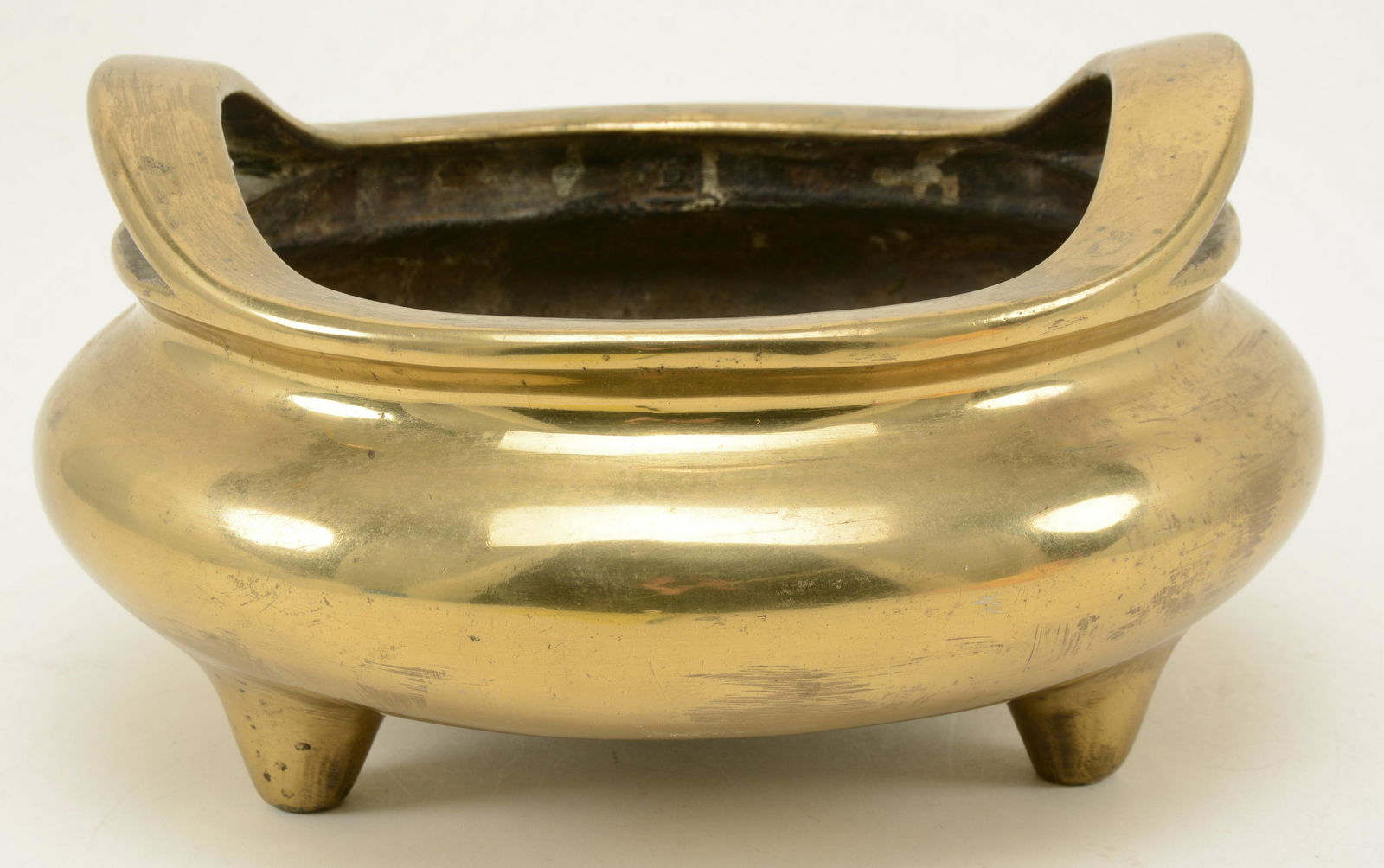 Chinese large bronze censer. Double handled with 3-foot (1 of 8)