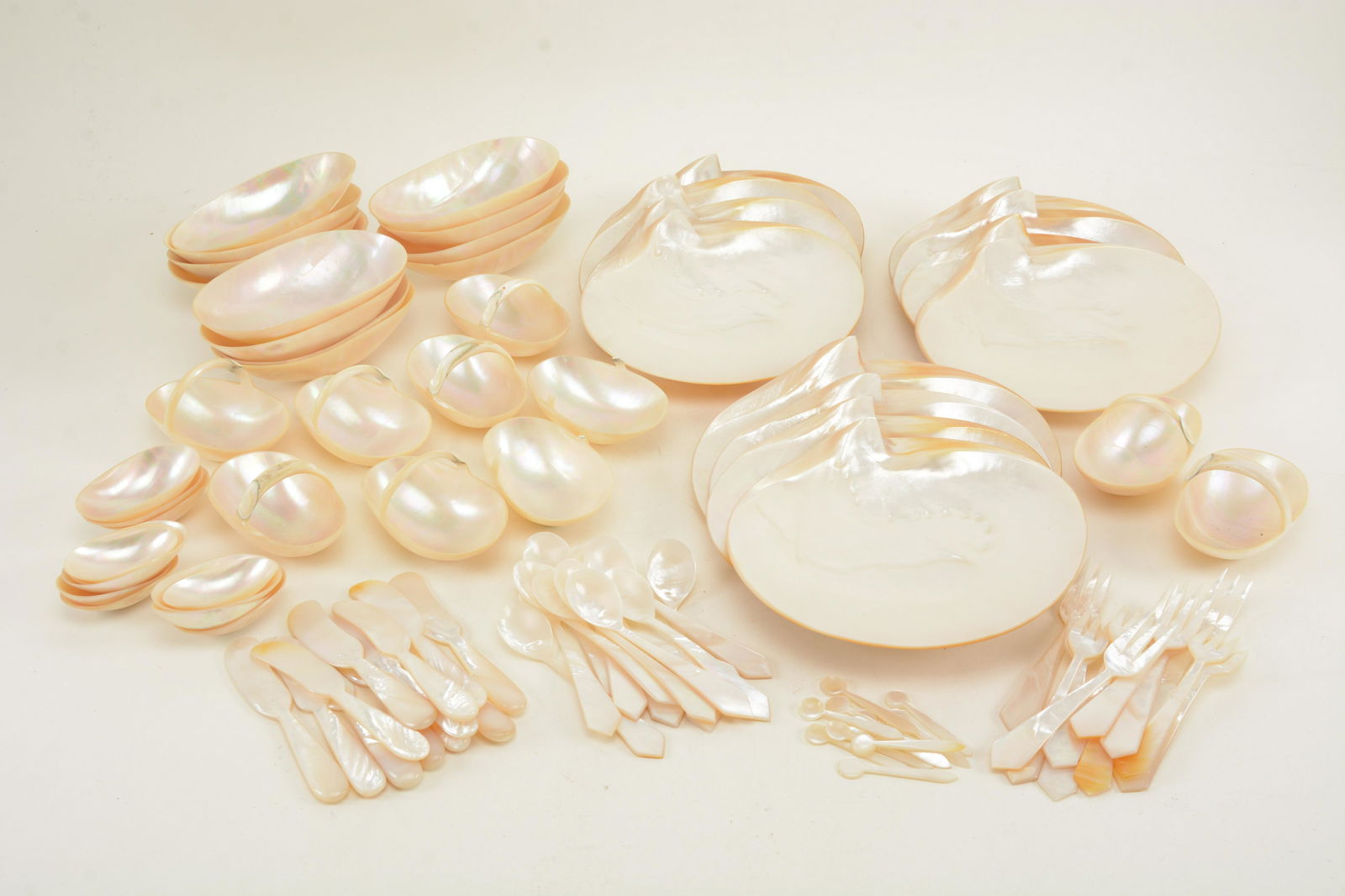 Vintage mother of pearl dish set. Includes 12 deep (1 of 12)