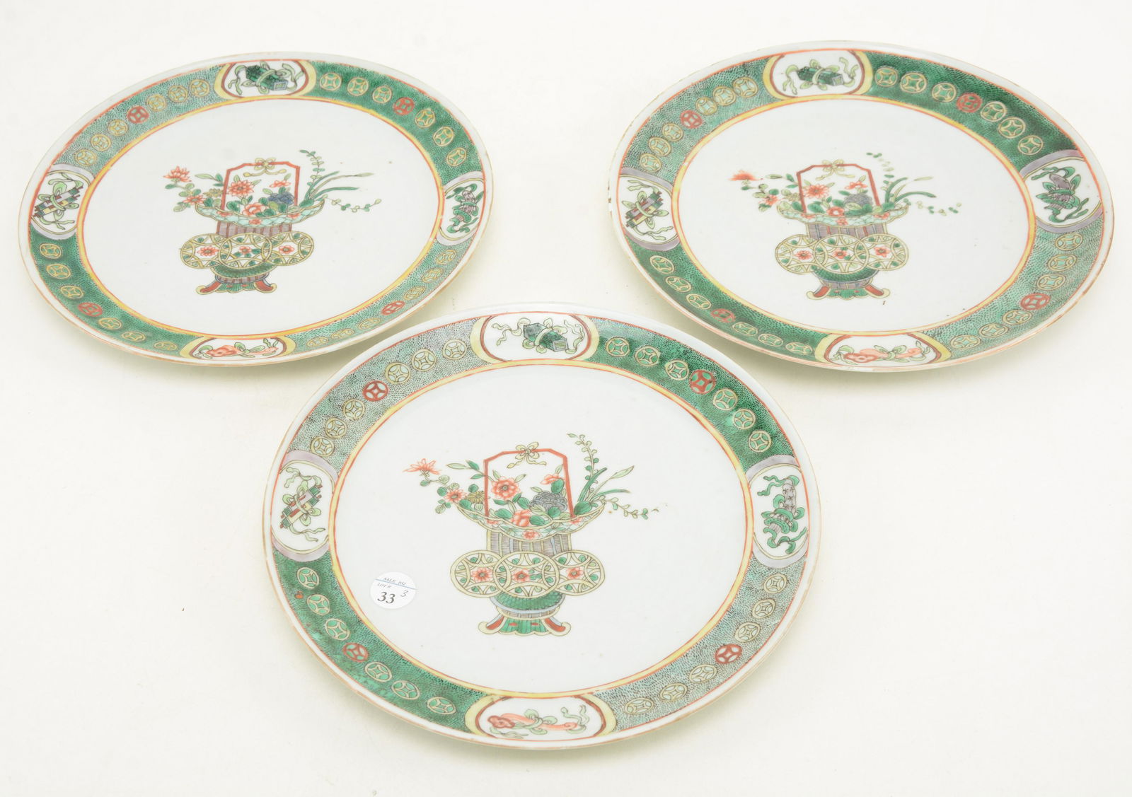 Chinese famille verte porcelain plates. Decorated with (1 of 10)
