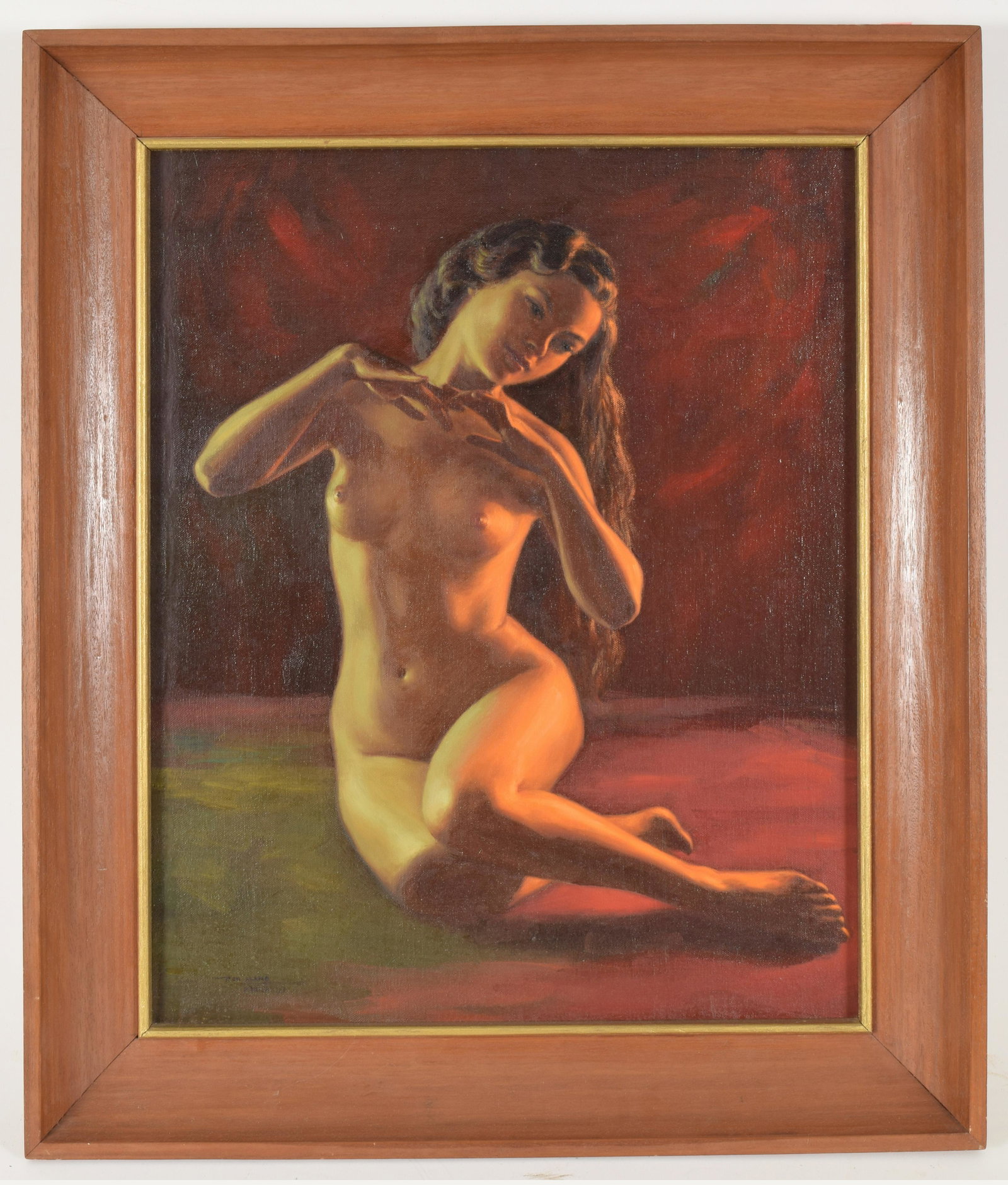 Ben Alano. Filipino. Nude portrait of young woman. Oil: Ben Alano. Filipino. Nude portrait of young woman. Oil on canvas board. Signed, dated, and marked Manila lower left. Sight: 23.5 x 18.5 in. Overall: 29.5 x 24.5 in.
