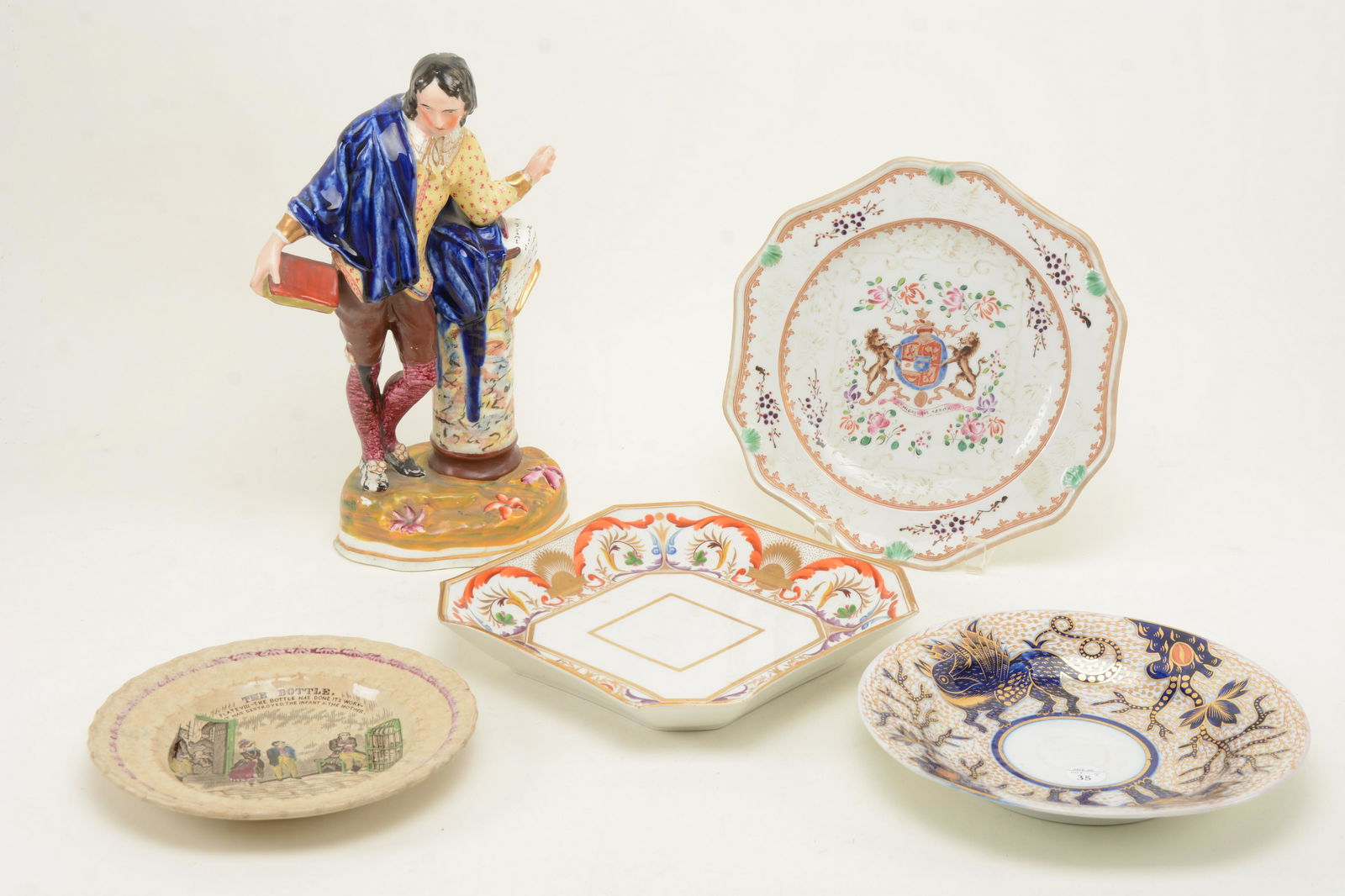 Antique porcelain plates with Staffordshire figure. (1 of 14)