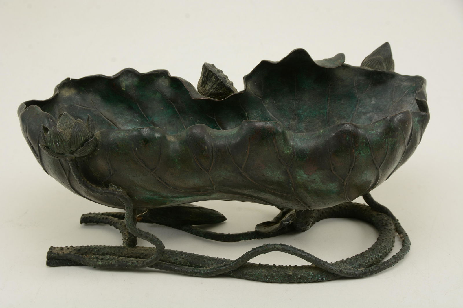 Japanese bronze lotus blossom planter. Stylized branch (1 of 9)
