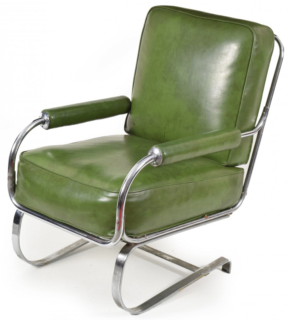Kem Weber vintage lounge chair, with chrome frame and (1 of 7)