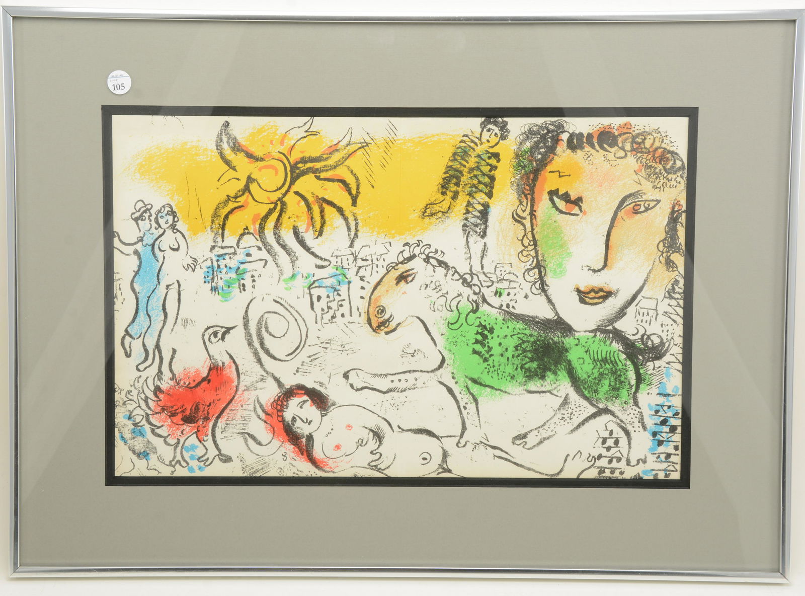 Marc Chagall print. Mix of figures, animals, and (1 of 5)