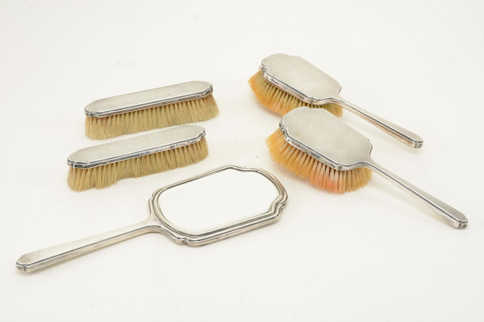 English sterling silver dresser set. 4 brushes with one (1 of 6)