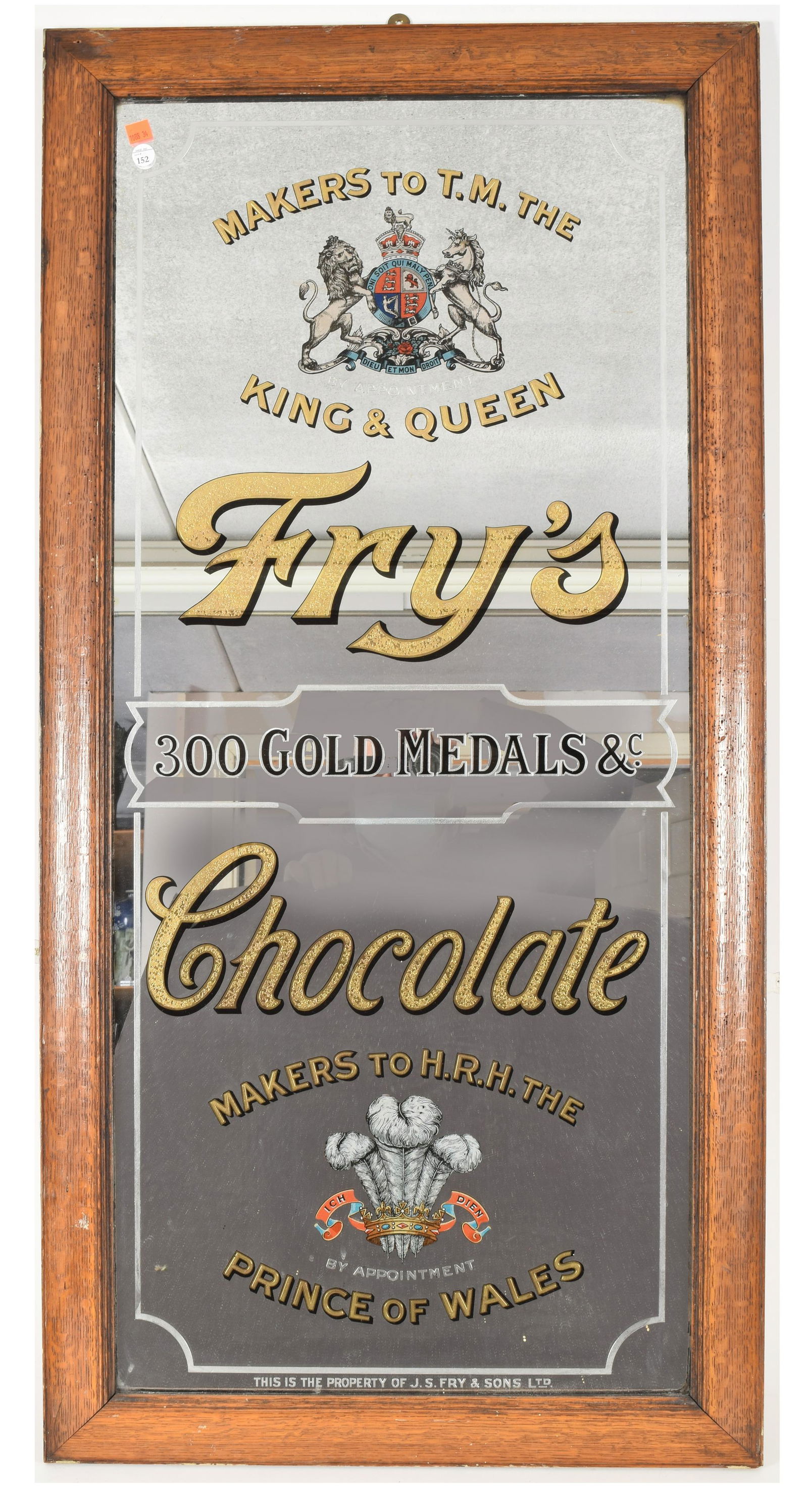 Edwardian advertising mirror "Frys Chocolates" (1 of 9)