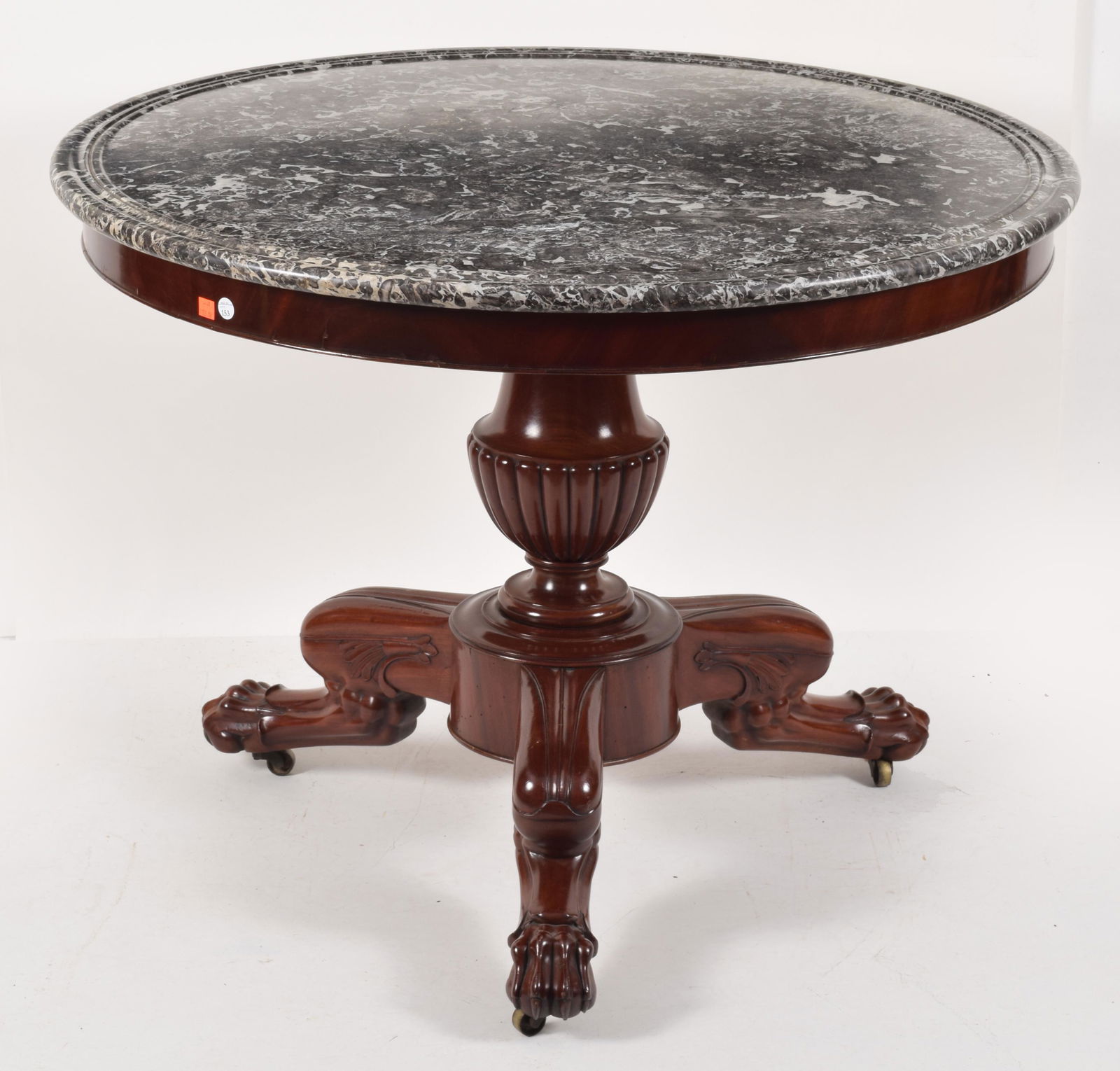 Empire round marble top table with fine molded marble, (1 of 5)