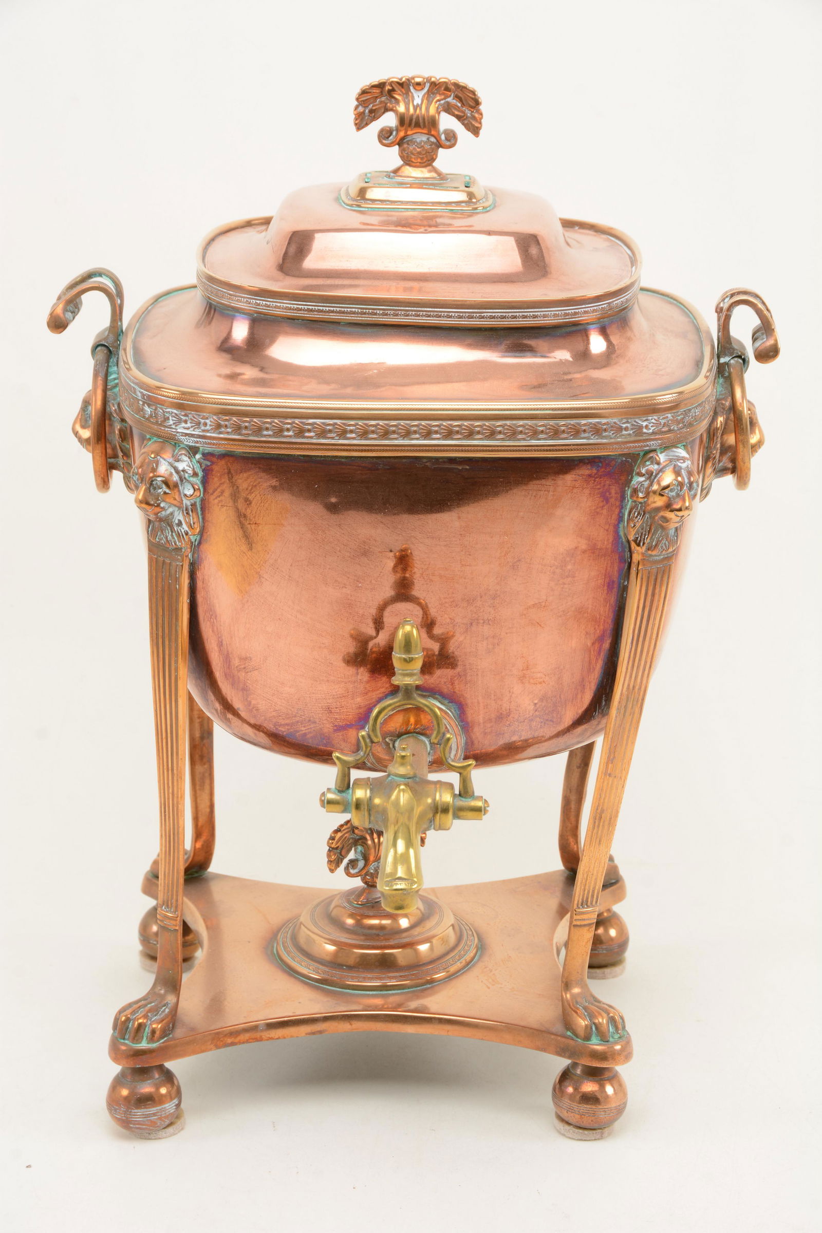 Regency style copper and brass hot water kettle with (1 of 9)
