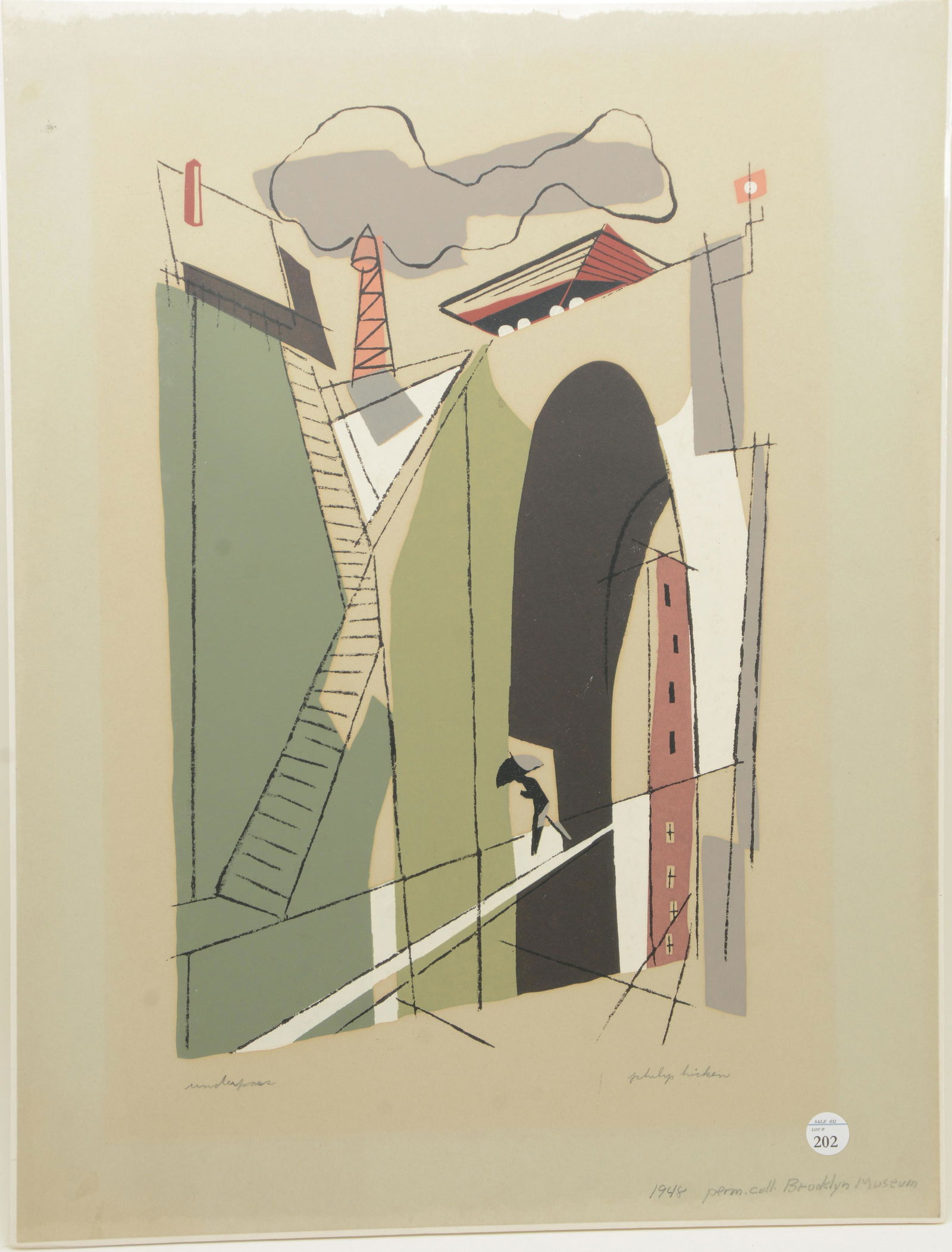 Philip Hicken. American. City street scene. Silkscreen. (1 of 4)