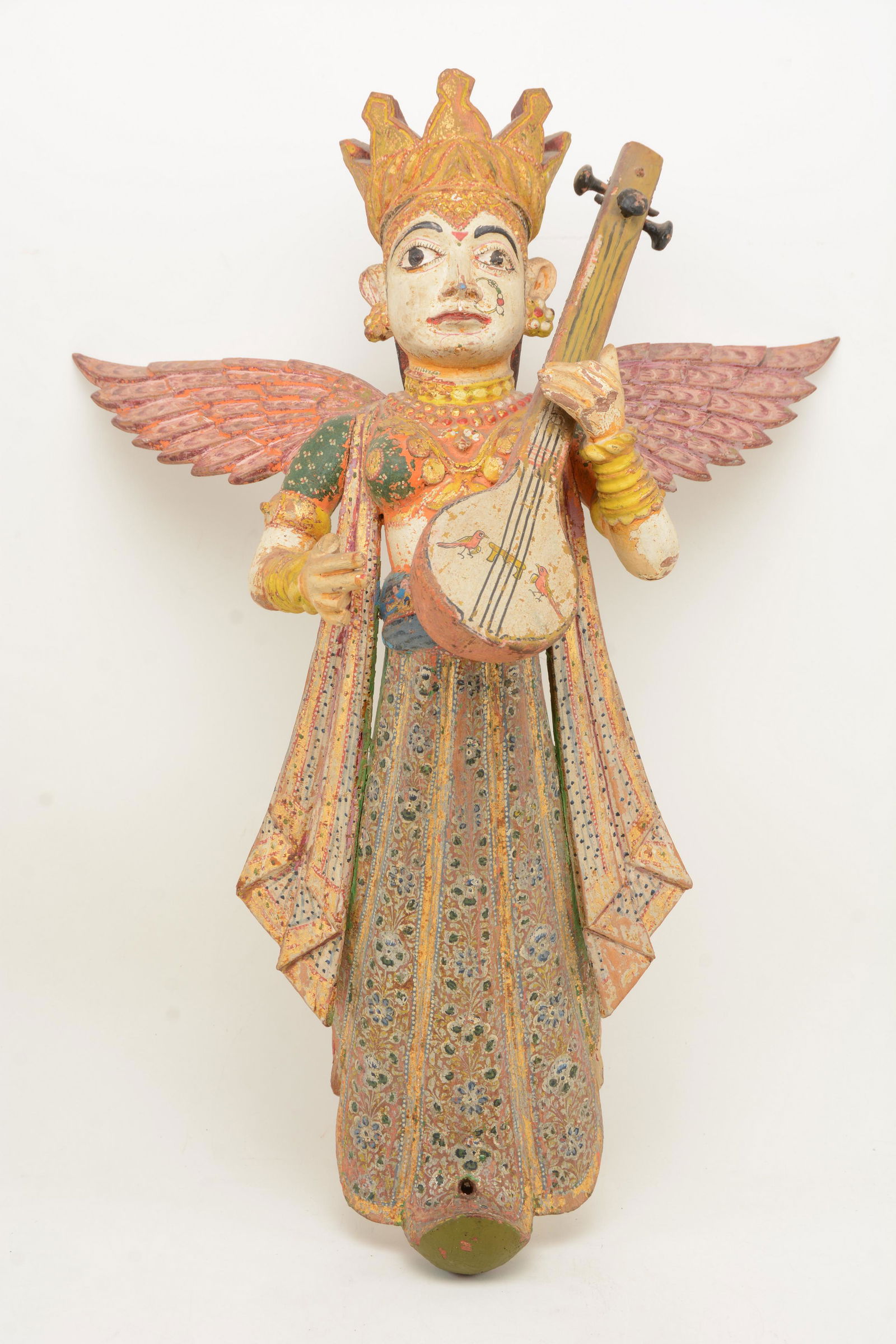 Indian carved and polychrome figure.  Wall-mounted (1 of 6)