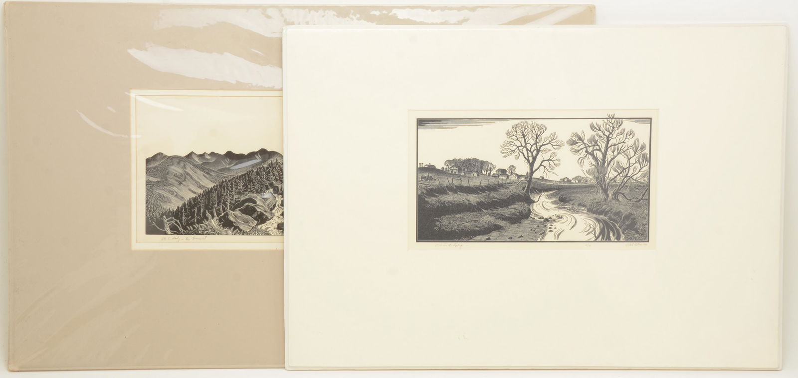 Herbert Waters Woodcuts. â€œOhio in the Springâ€ and (1 of 10)