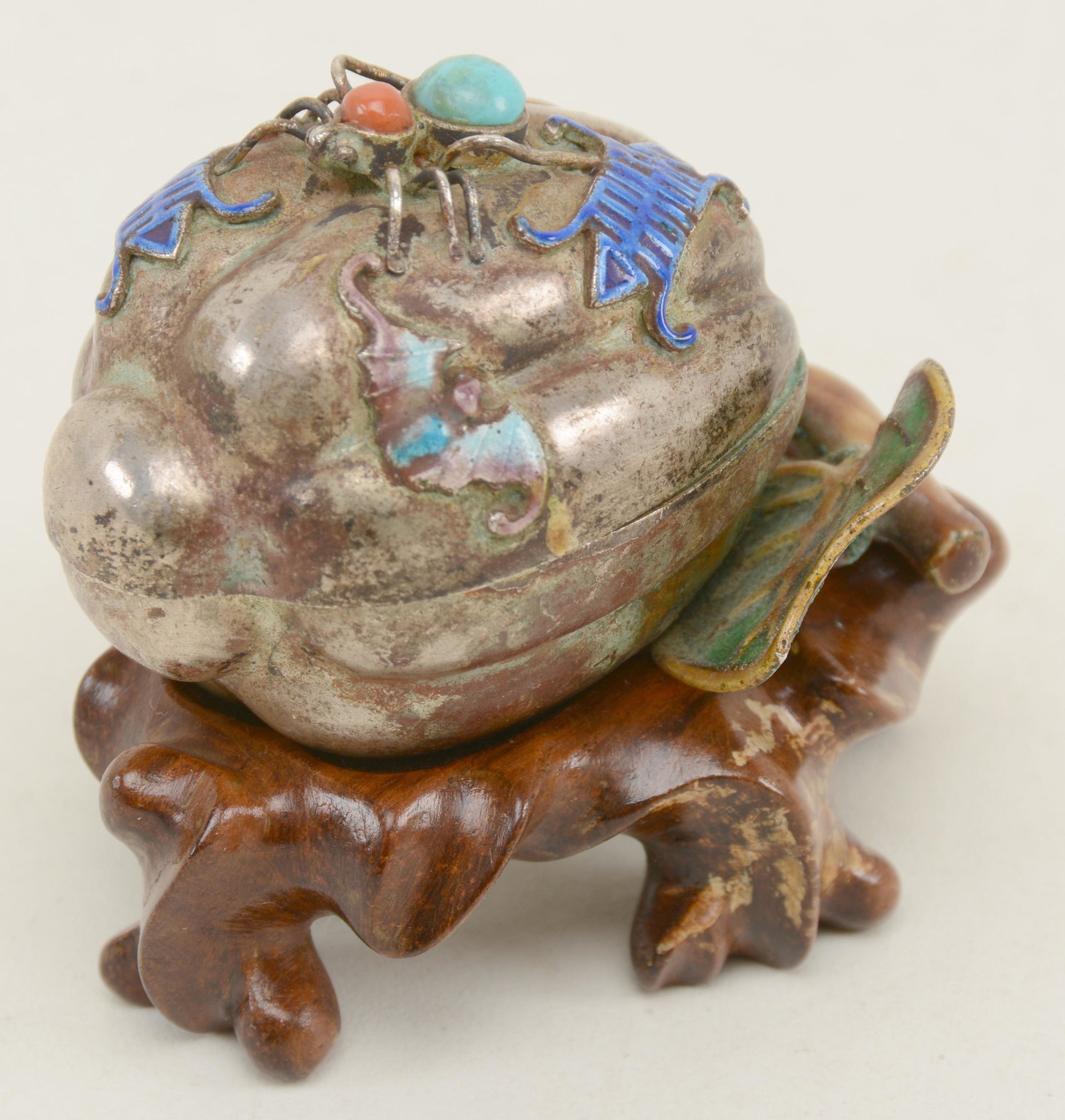 Chinese enamel decorated container in the form of a (1 of 6)