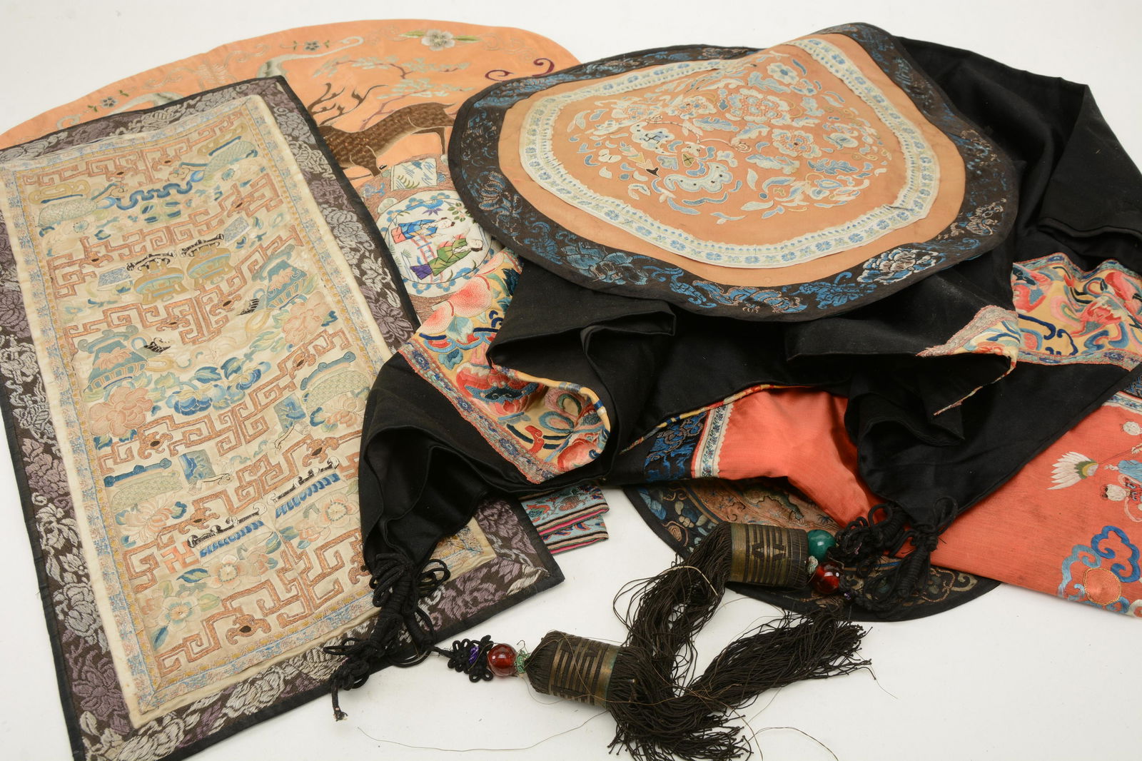 Collection of Asian textiles. Some with figural scenes (1 of 15)