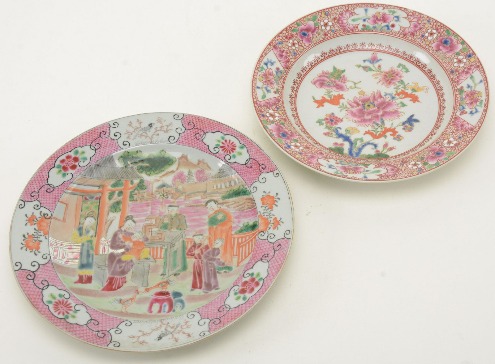2 Chinese Famille Rose Plates. Decorated with central (1 of 12)