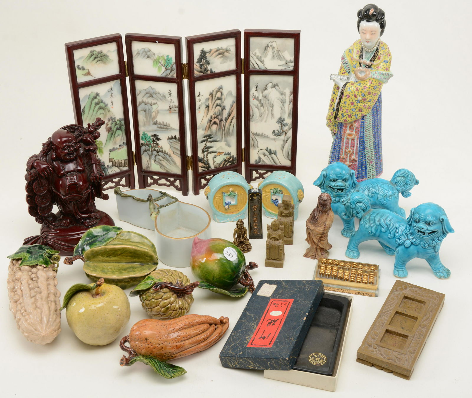 Lot of 22 Asian ceramics and accessories. Includes pair (1 of 7)