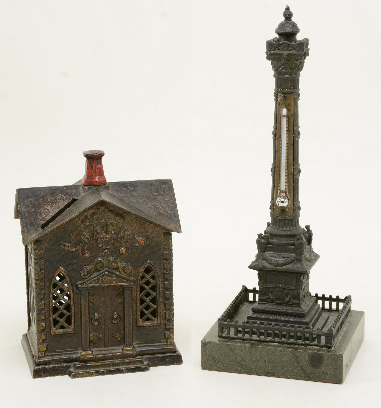 2 Cast metal desk items a Classical column form (1 of 9)