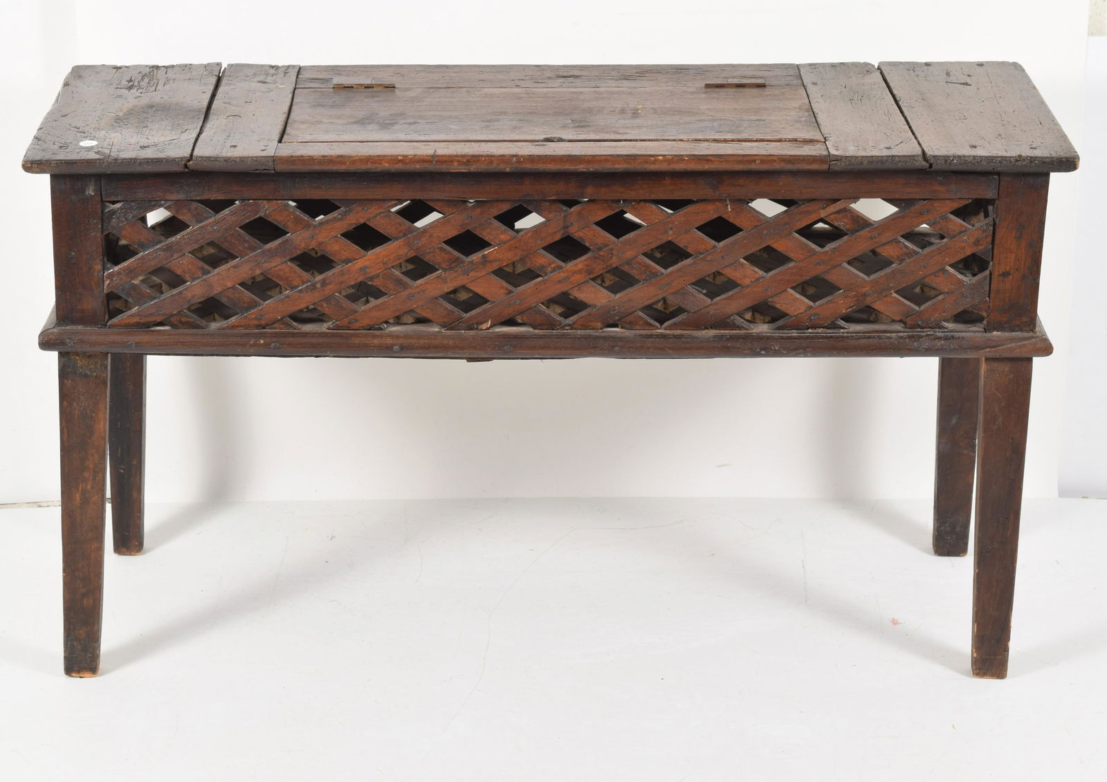 Provincial walnut table pierced lattice sides and the (1 of 4)