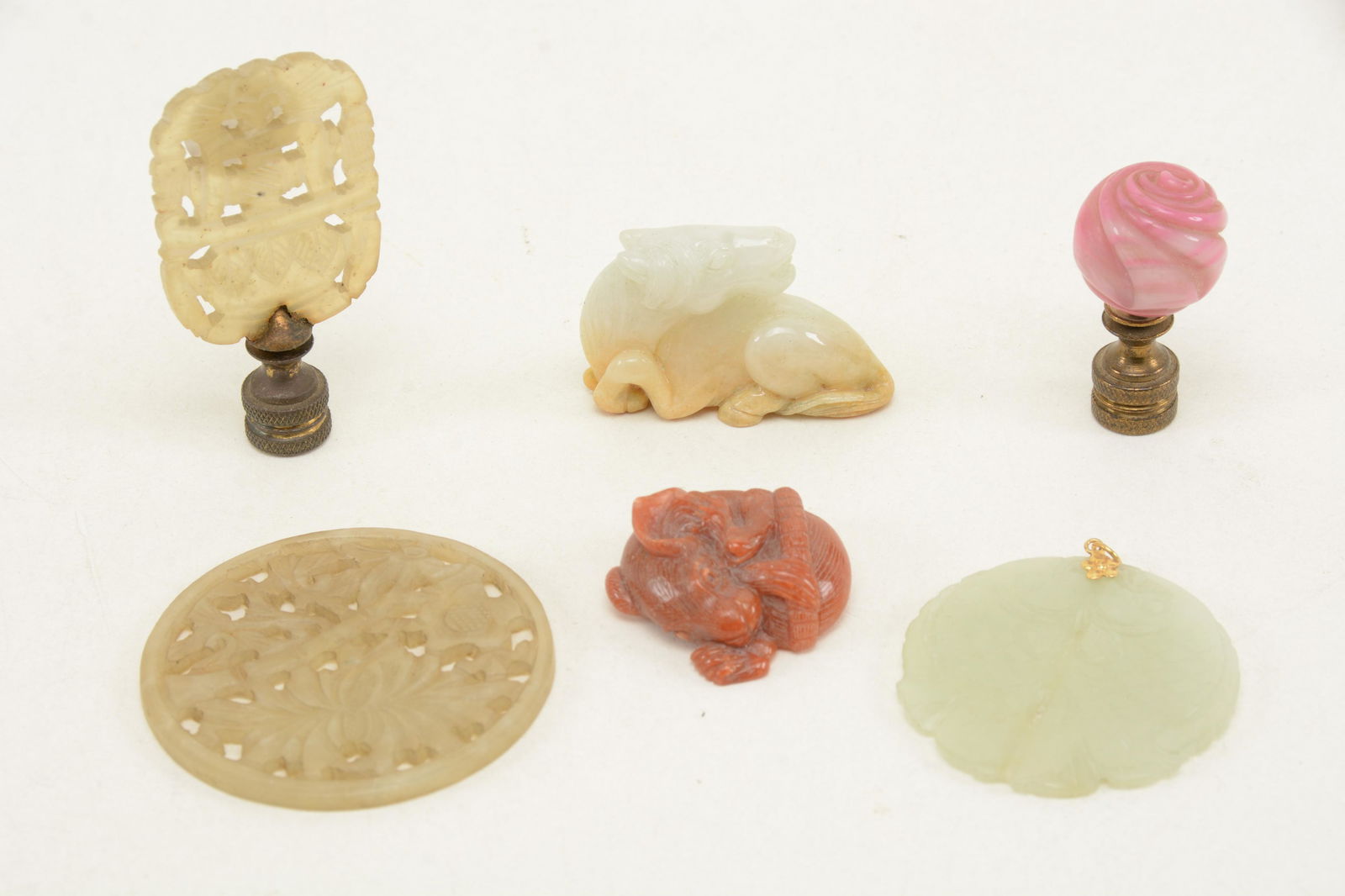 Lot of Chinese carved stone figures and finials. (1 of 8)