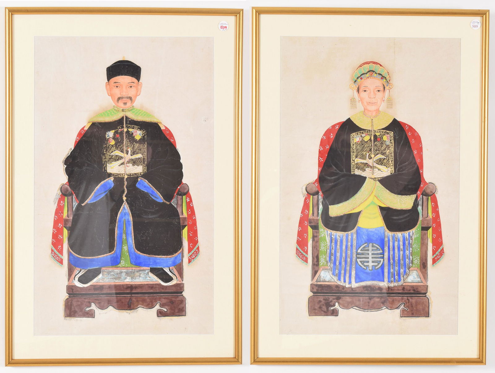 Pair of Small Chinese Framed Ancestor Portraits on (1 of 11)