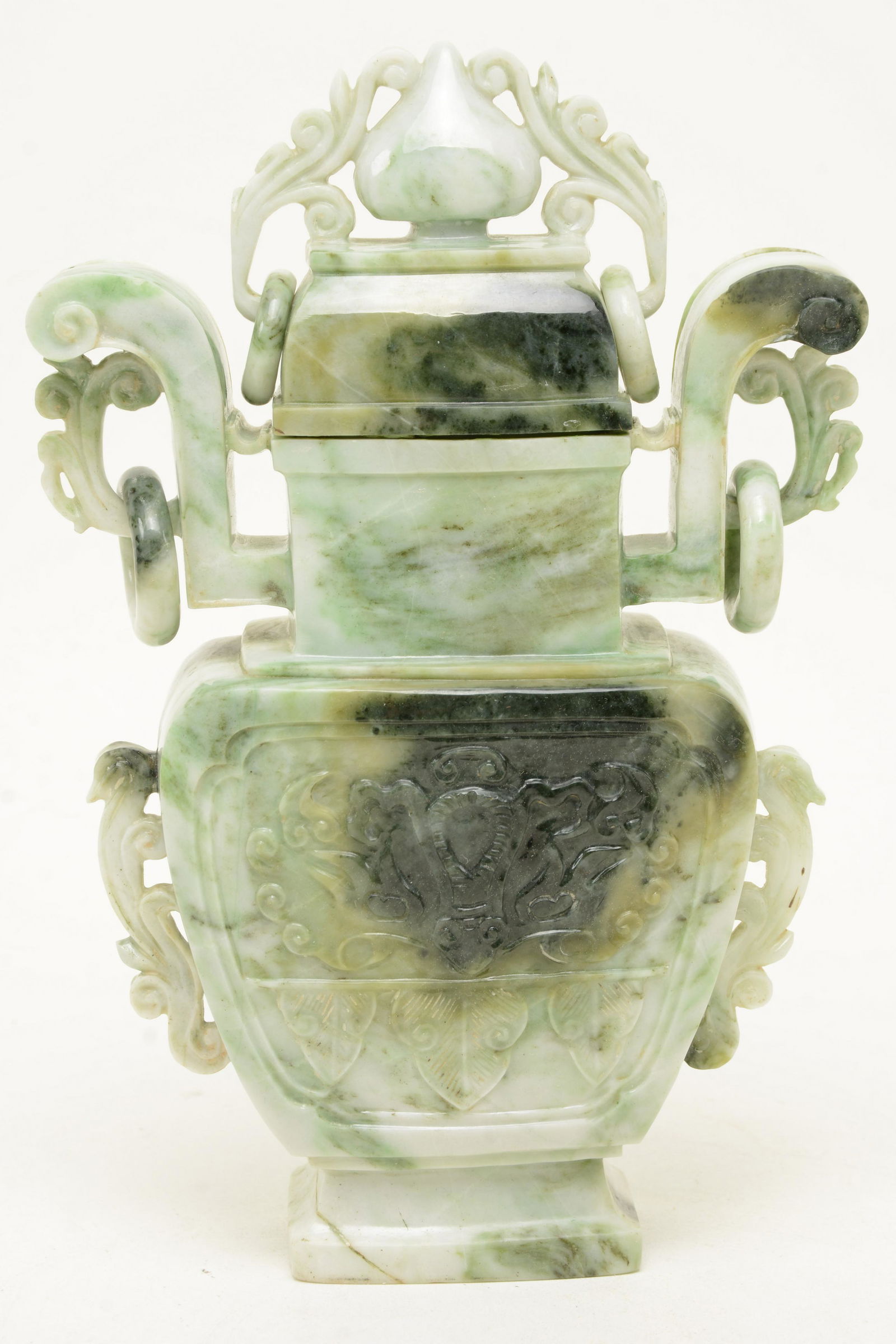 20th Century Chinese carved Jadeite covered vase (1 of 11)
