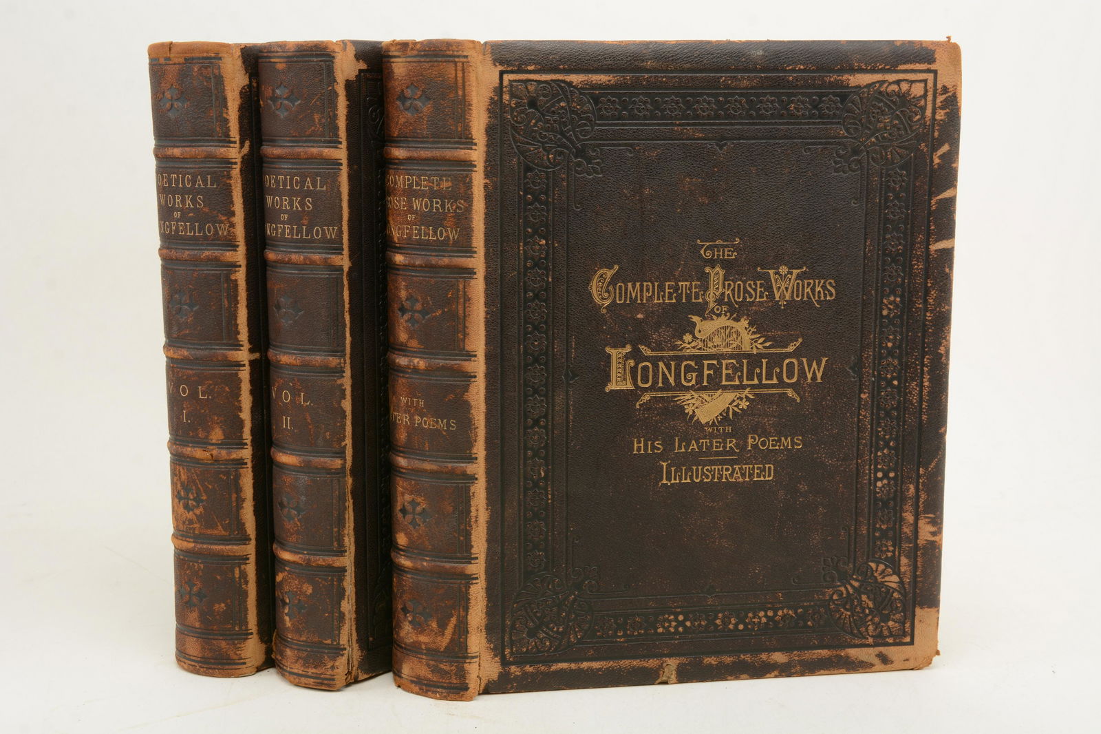 Complete Works of Longfellow 3 vol. leather bound set, (1 of 8)