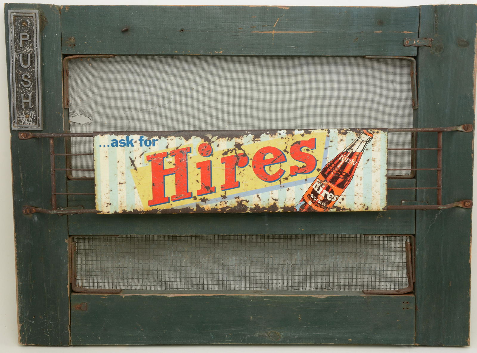 1940s Hires Root Beer door push with 7-Up door pull (1 of 6)