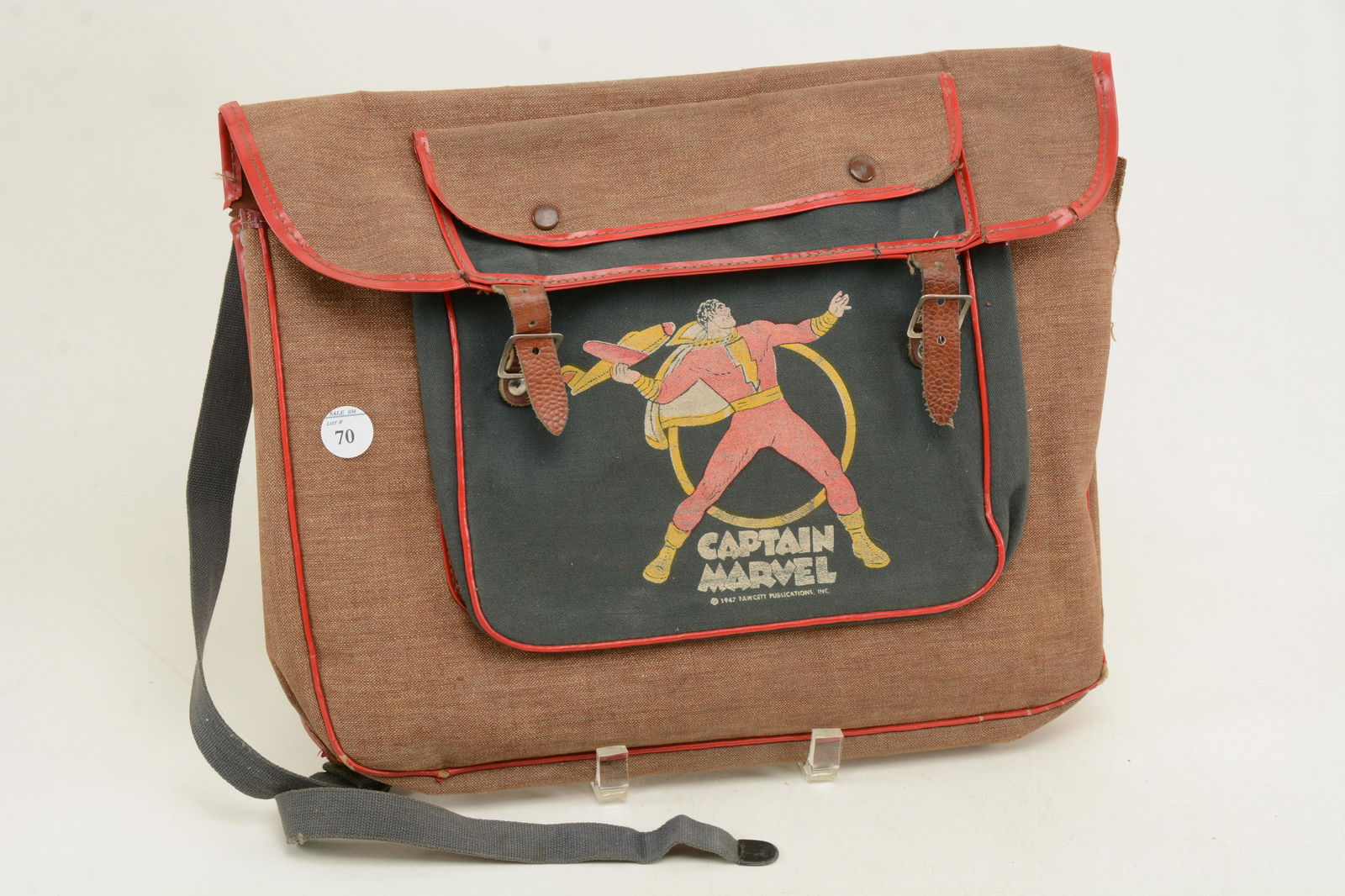 1940s Captain Marvel schoolbag. With straps. Minor wear (1 of 8)