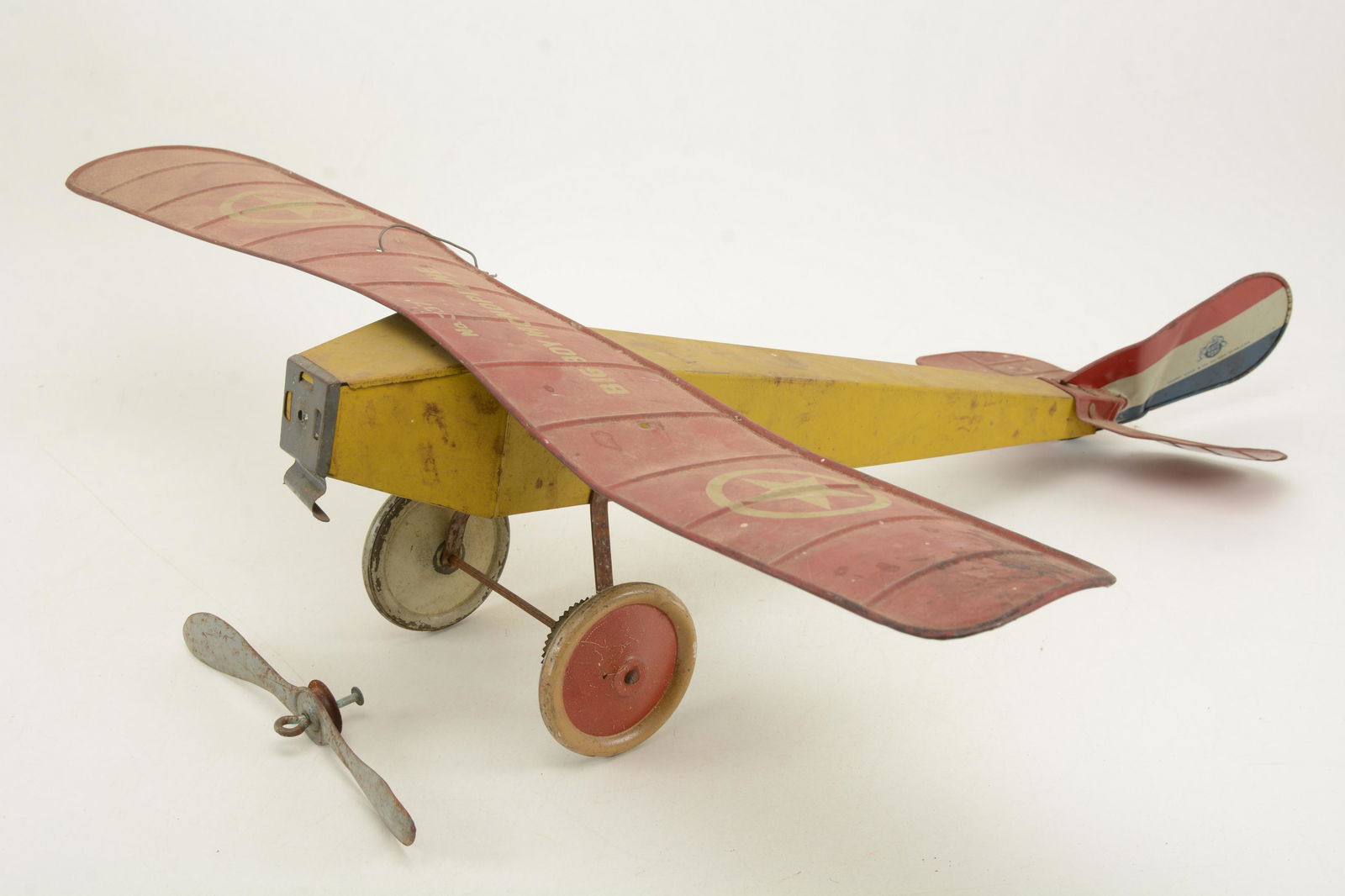 Big Boy Monoplane no. 337 painted tin toy. Henry Katz & (1 of 11)