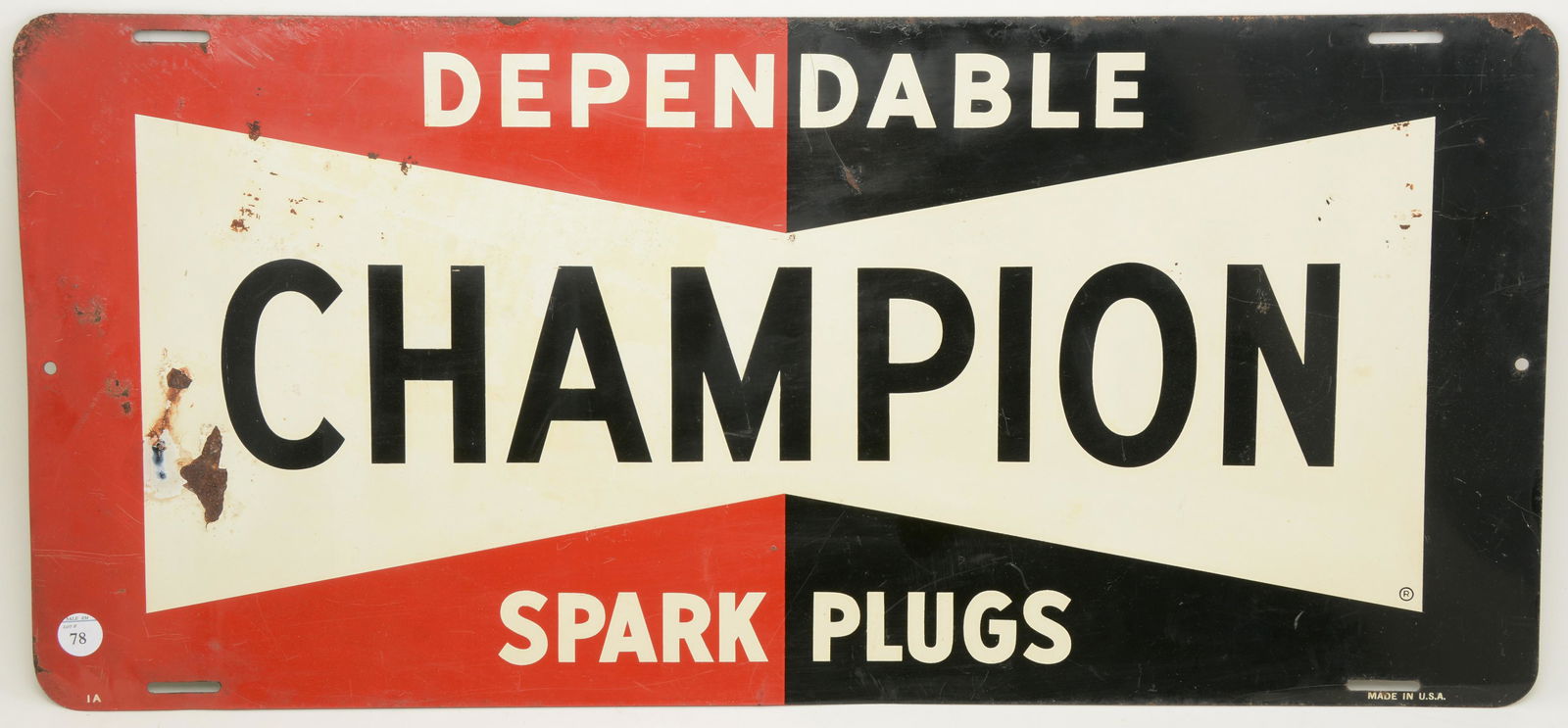 Champion dependable spark plugs tin sign. Original with (1 of 5)