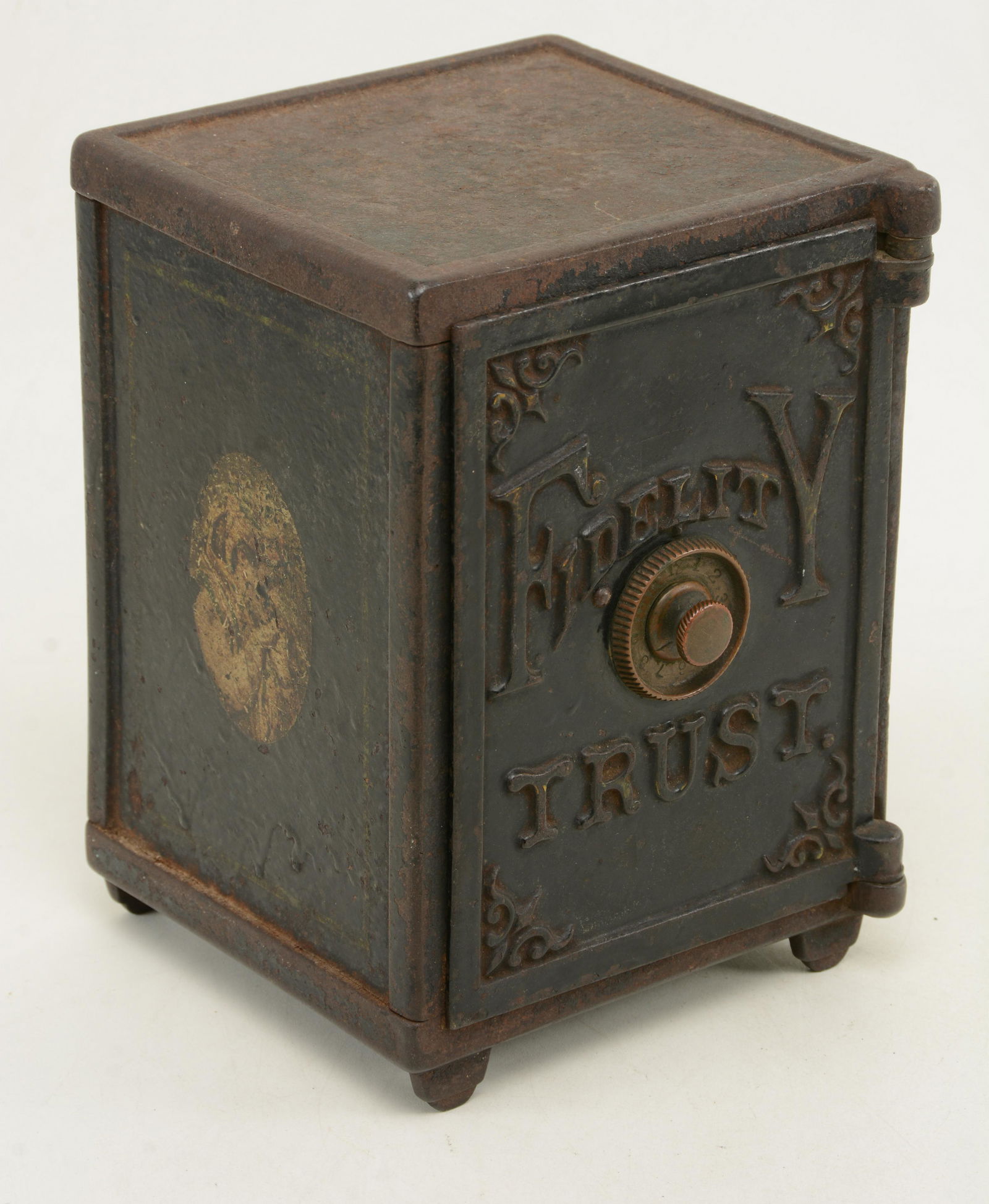 Fidelity Trust cast iron tabletop safe. Wooden drawer (1 of 9)